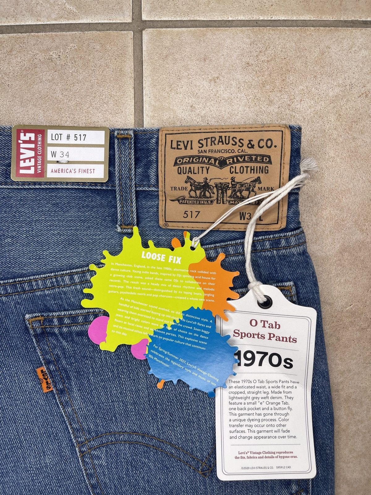 Levi's Vintage Clothing Levi's Men's 1970's ORANGE TAB BELL BOTTOM JeansClassic Blue Size US 34 / EU 50 - 3 Thumbnail