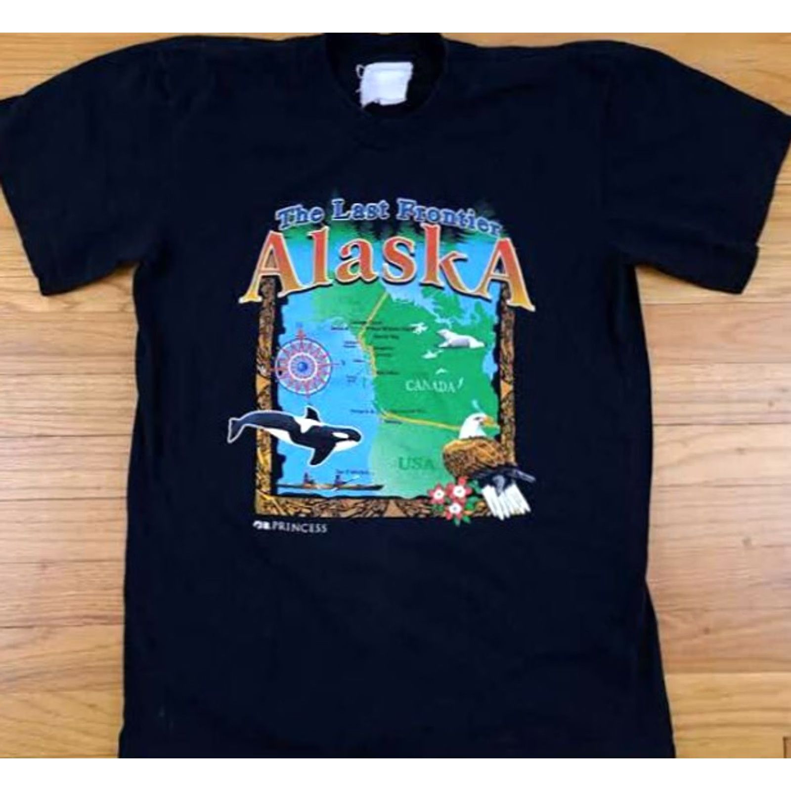 Vintage Pre-Owned Alaska The Last Frontier T-Shirt M Men Medium Black Short Sleeve Stitch Princess Cruise Pattern Solid 27in long 20in pit to pit Size US M / EU 48-50 / 2 - 2 Thumbnail