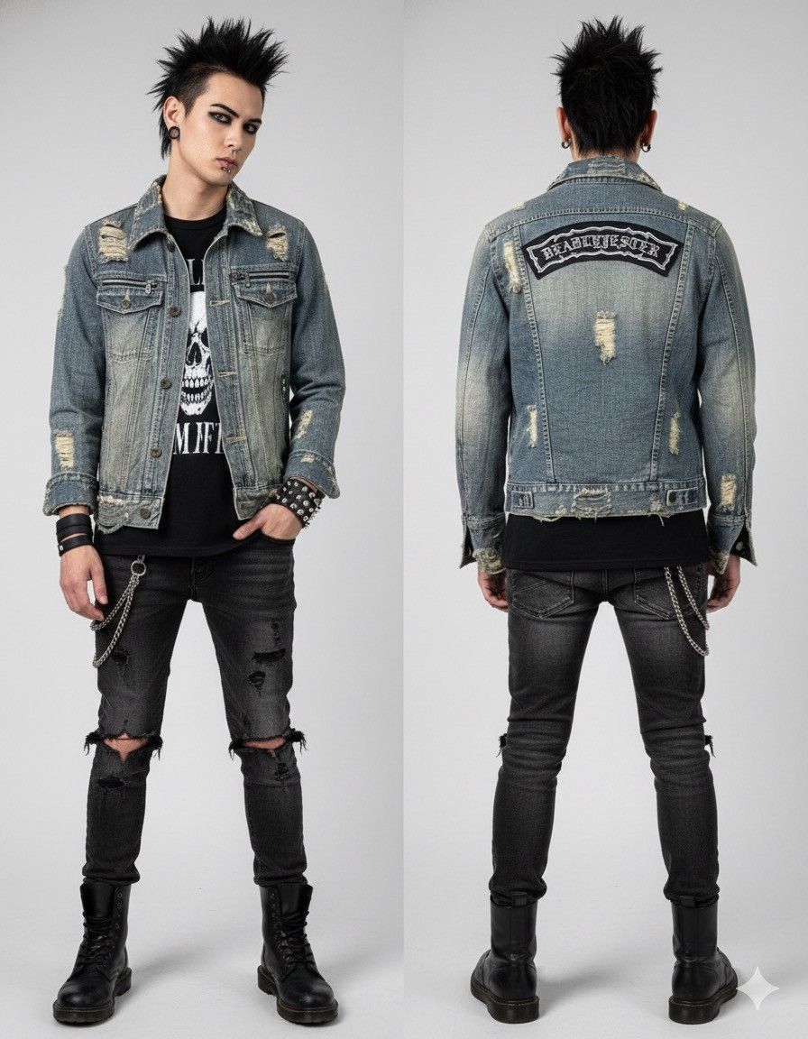 If Six Was Nine 🔥Rare Deadly Jester Distressed Denim Jacket Size US XS / EU 42 / 0 - 1 Thumbnail