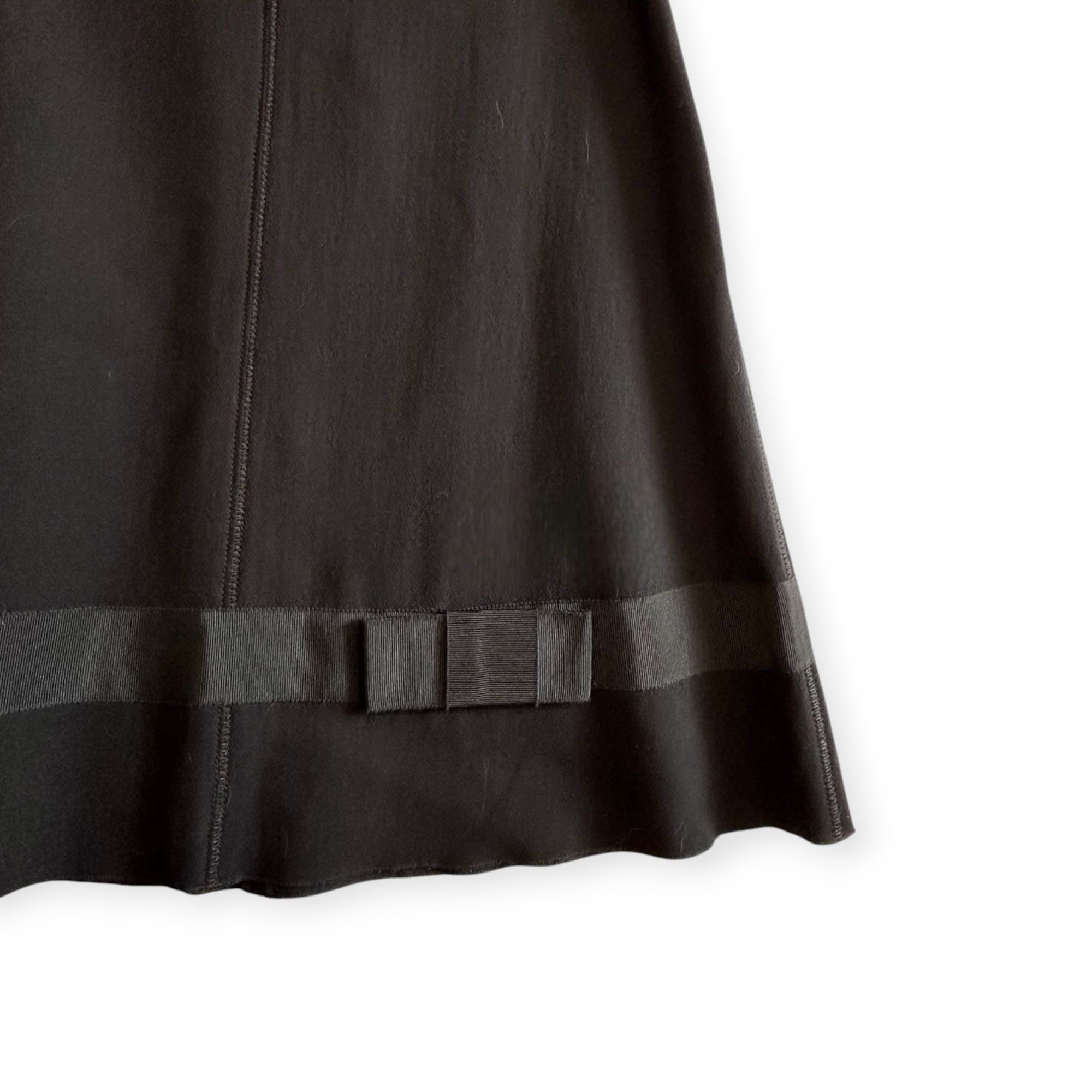 Prada Prada Black Wool A-Line Skirt IT 46 / US 10 Ribbon Bow Trim Size 32" / US 10 / IT 46 - 7 Thumbnail