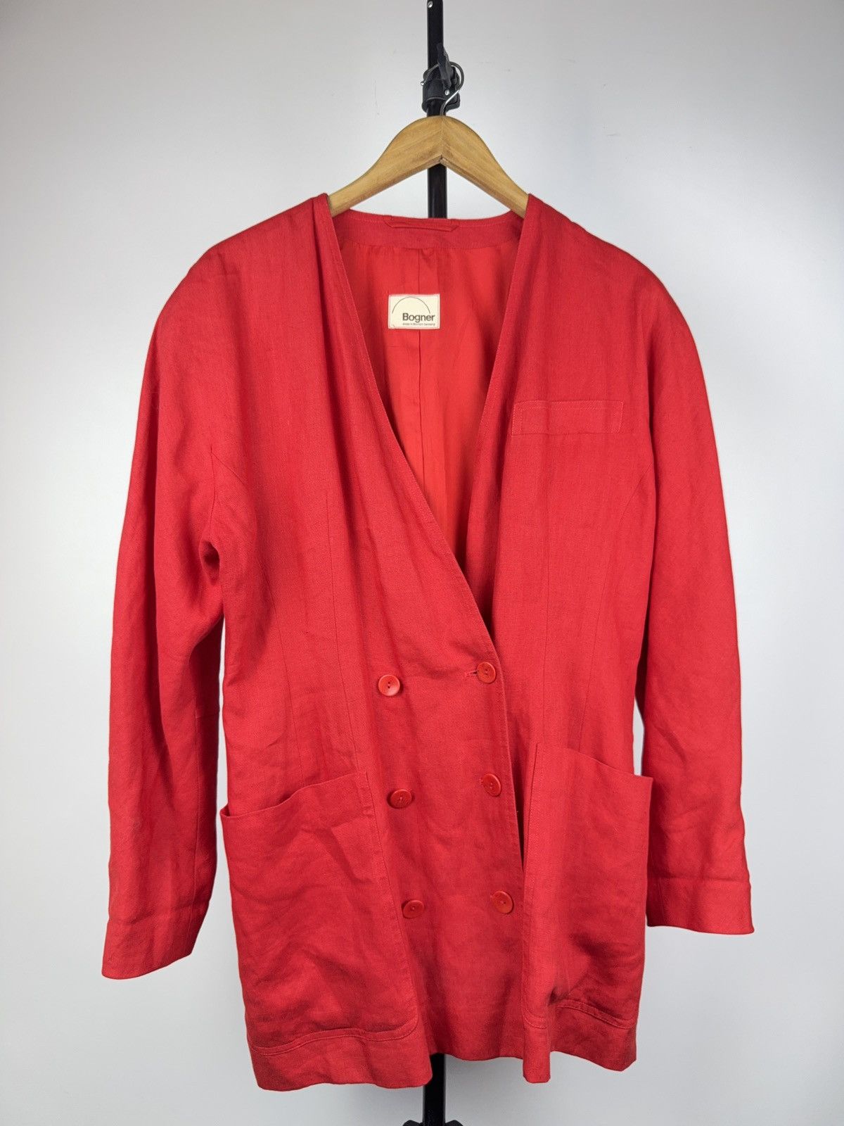 Bogner 80s Vintage Bogner Red Linen Blazer Made in West Germany Size L / US 10 / IT 46 - 1 Thumbnail