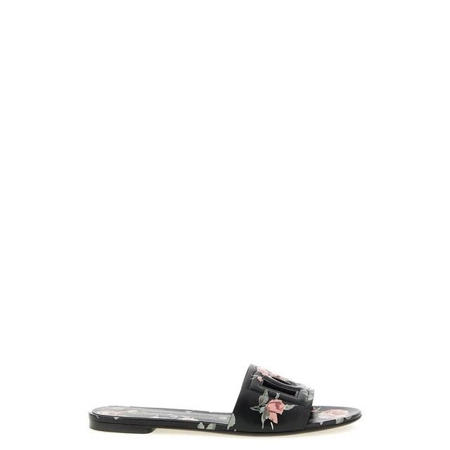 DOLCE&GABBANA Bianca Black Rose Slides New & Authentic (Wome