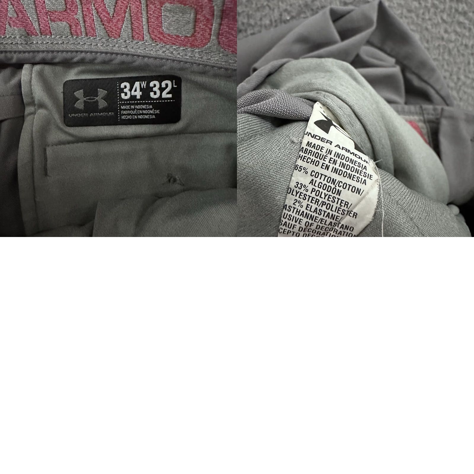 Under Armour VINTAGE? No, Under Armour Mens Pants Gray 33x32 Chino Tech Hybrid Polyester Blend Size US 33 - 10 Thumbnail