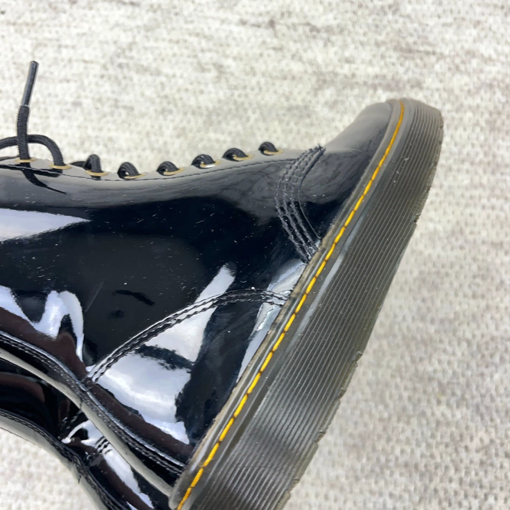 Dr. Martens Dr. Martens Women's Patent Leather Ankle Boots Zavala Size 7 Black Lace-Up Low Heel Punk Size US 7 / IT 37 - 6 Thumbnail