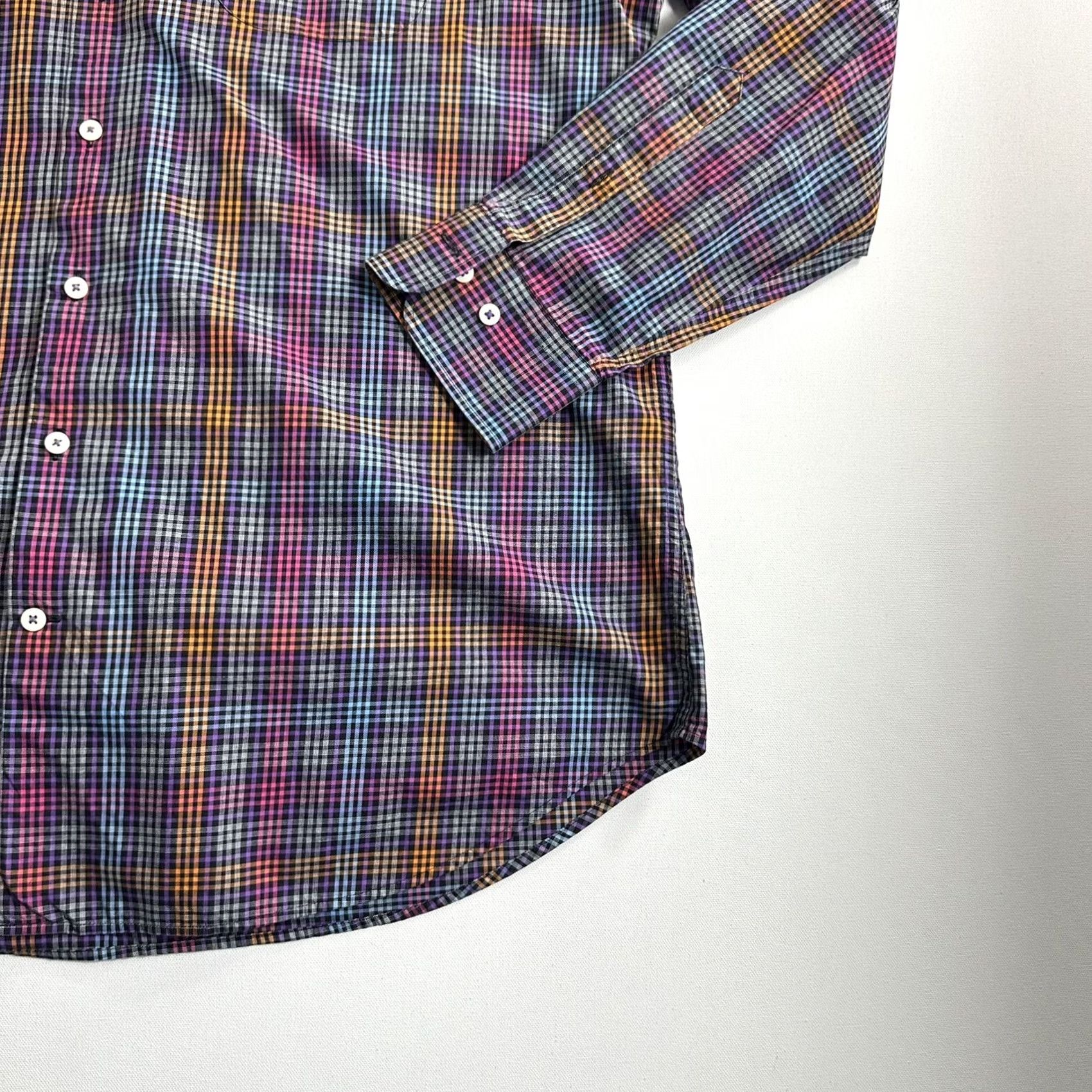 Peter Millar Peter Millar Button-Down Shirt Longsleeve Men Black Checkered Purple Orange XL Size US M / EU 48-50 / 2 - 3 Thumbnail