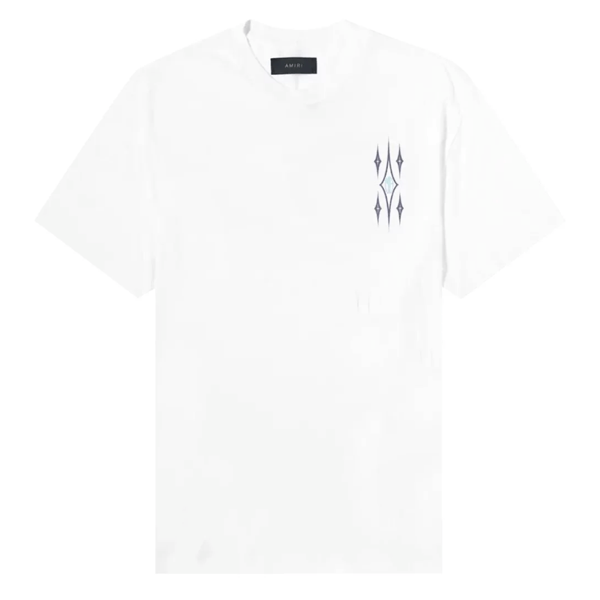 image of Amiri Argyle Short Sleeve Tee Shirt in White, Men's (Size 2XL)