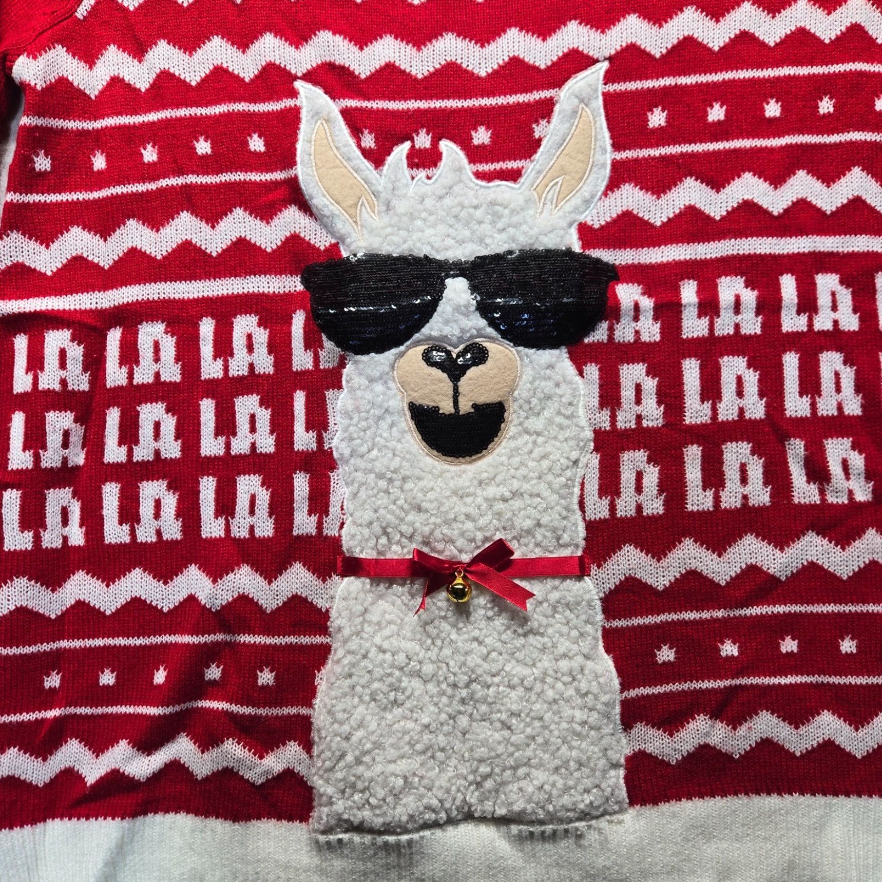 Bell Jolly Sweaters Christmas sweater with Lama in Sunglasses Bell Ugly Sweater Holiday Womens Large Size L / US 10 / IT 46 - 2 Thumbnail