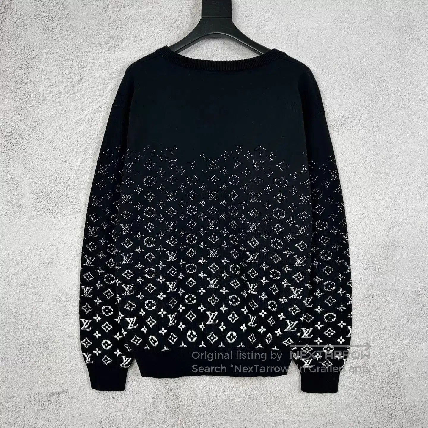 Louis Vuitton Black Patterned Long Sleeve Sweater - XL. Size US XL / EU 56 / 4 - 2 Thumbnail