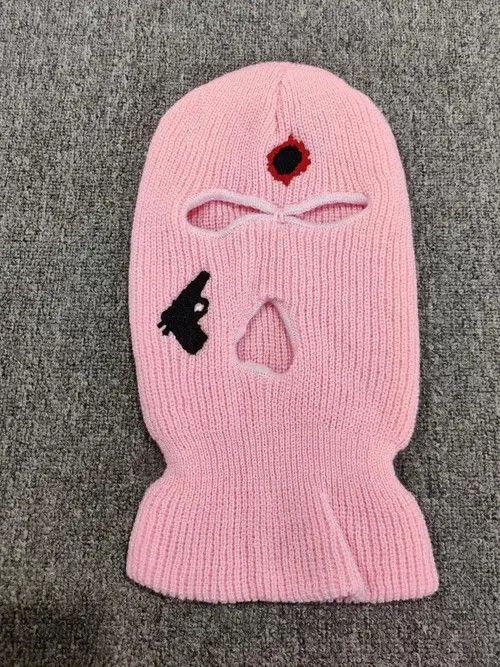 Other Embroidered Balaclava Ski Mask Head Facemask Pink Color Size ONE SIZE - 2 Thumbnail