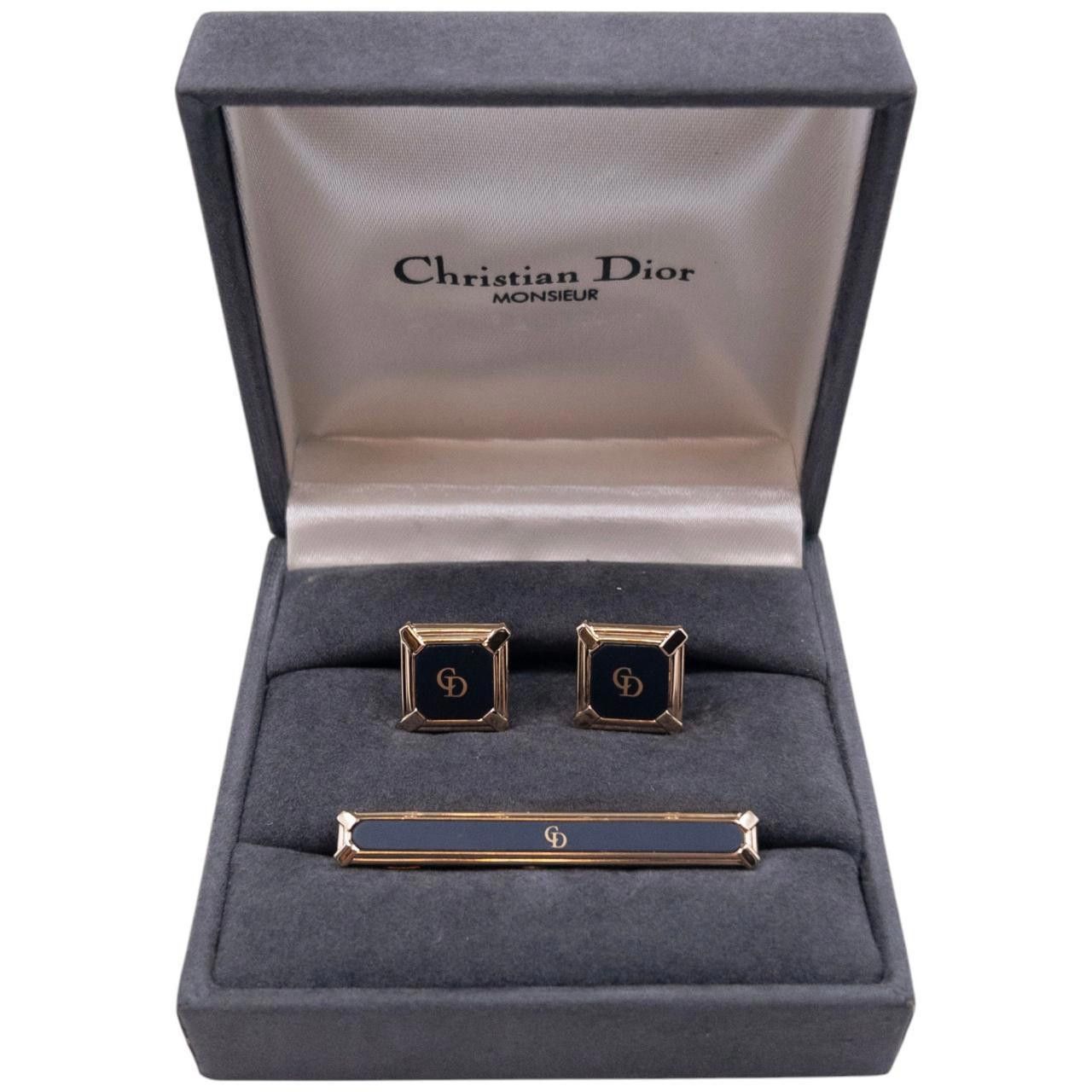 Vintage Dior Monsieur Cufflink & Tie Clip Set