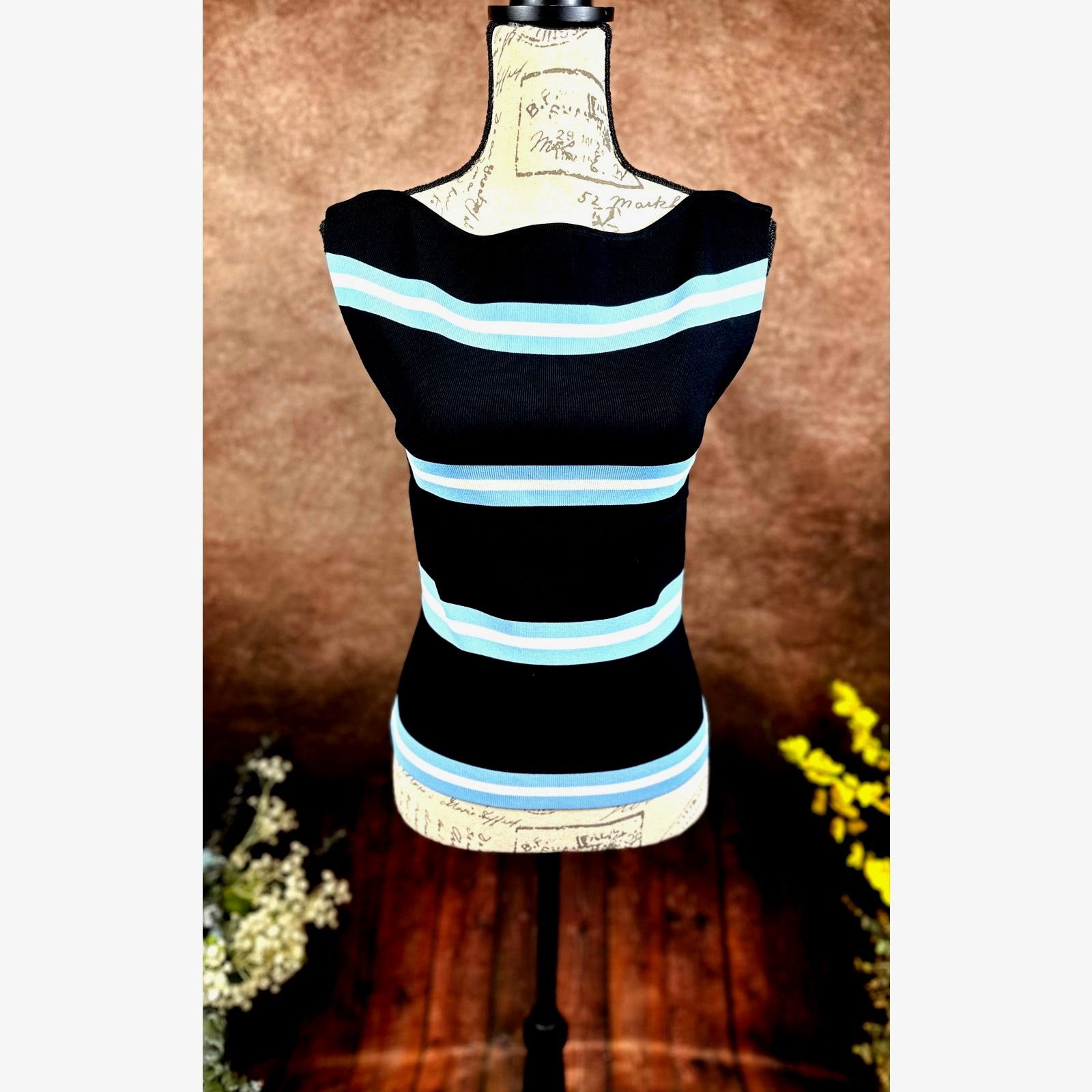 Tanya Taylor Tanya Taylor Zanita Stretch Top Black Horizon Blue Chalk XS Size XS / US 0-2 / IT 36-38 - 9 Thumbnail