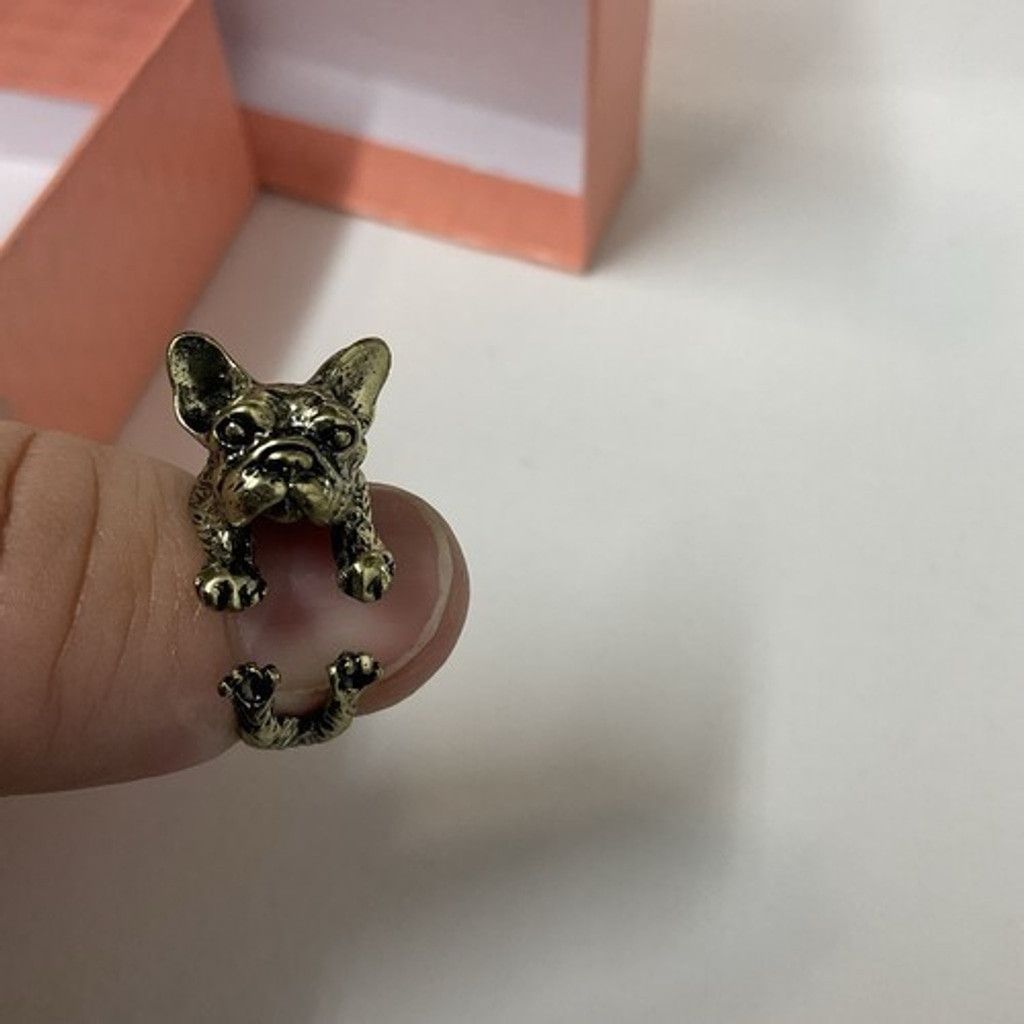 The Unbranded Brand NWT Adjustable Wrap French Bulldog Ring Pet Jewelry Size ONE SIZE - 4 Thumbnail