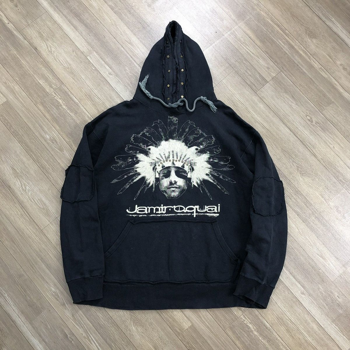 If Six Was Nine 2000s Jamiroquai Apache Distressed Studded Lgb Style Hoodie Size US M / EU 48-50 / 2 - 1 Thumbnail