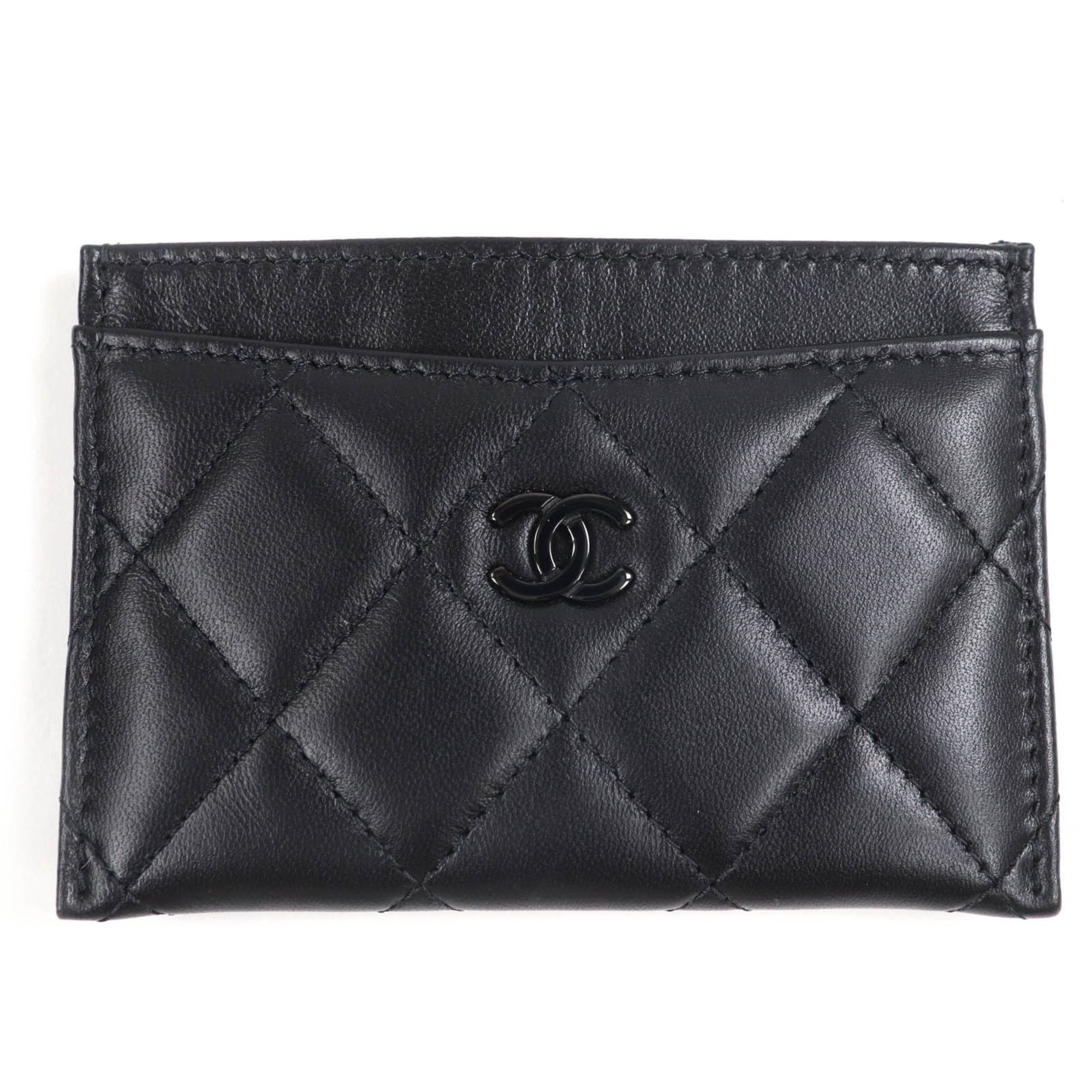 Chanel CHANEL AP4472 Lambskin Matelasse Coco Mark Business Card Case, Black, Black Hardware, Box and Dust Bag Included, Made in Italy, Women's Size ONE SIZE - 1 Thumbnail