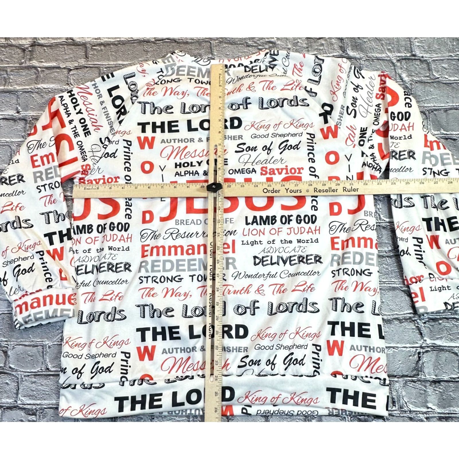 Spell Jesus White Sweatshirt AOP All Over Print Double Sided Spell Out Men's XL Size US XL / EU 56 / 4 - 6 Thumbnail