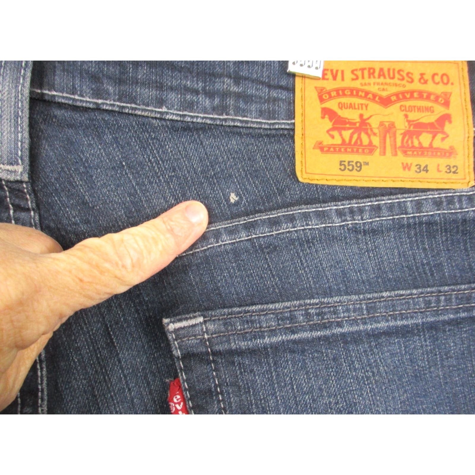 Levi's Levi's 559 Jeans Relaxed Straight Leg 34x32 Distressed Whiskered Blue Jeans - 34 Regular Mens Size US 34 / EU 50 - 7 Thumbnail