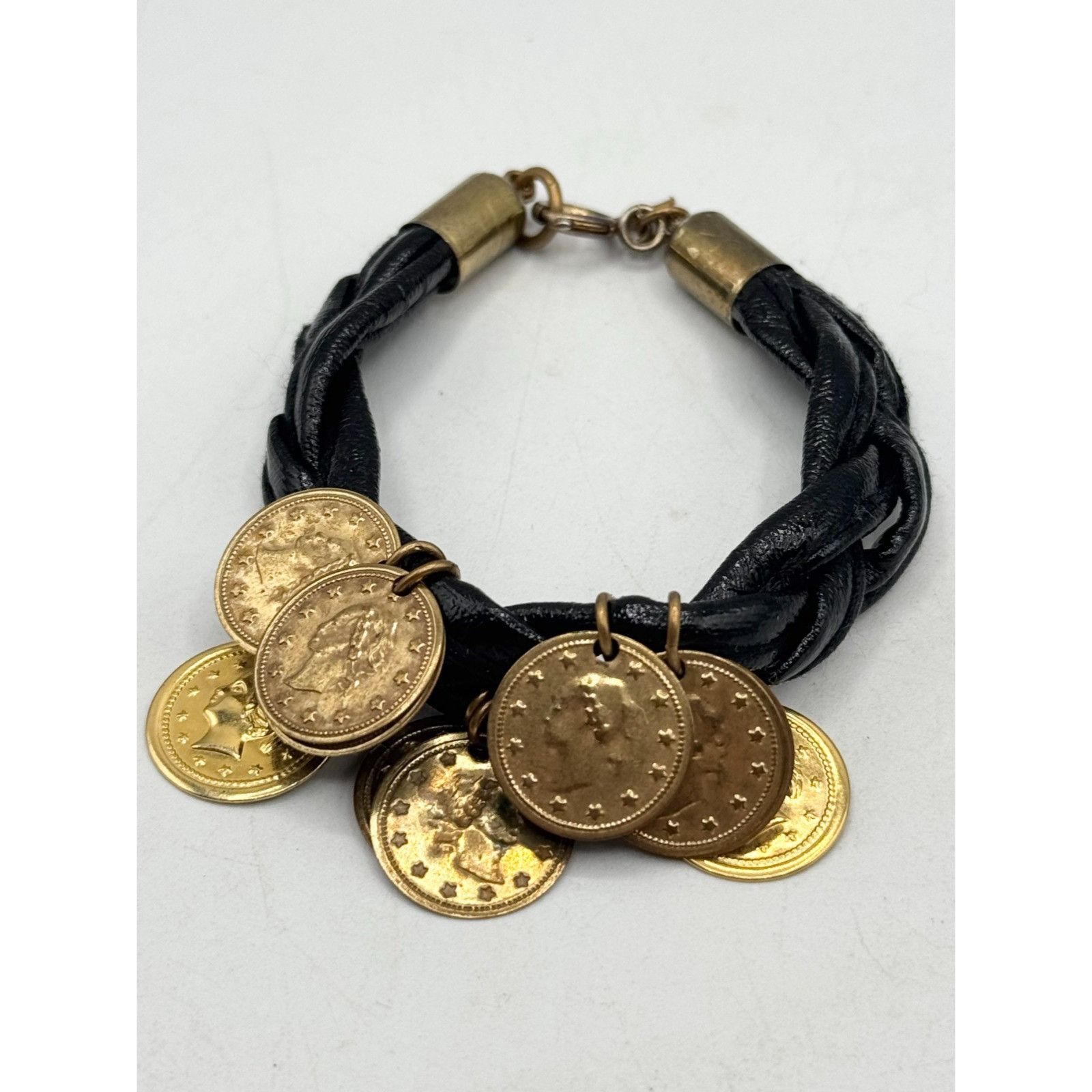 Vintage Vintage black patent leather coin charm bracelet Size ONE SIZE - 2 Thumbnail
