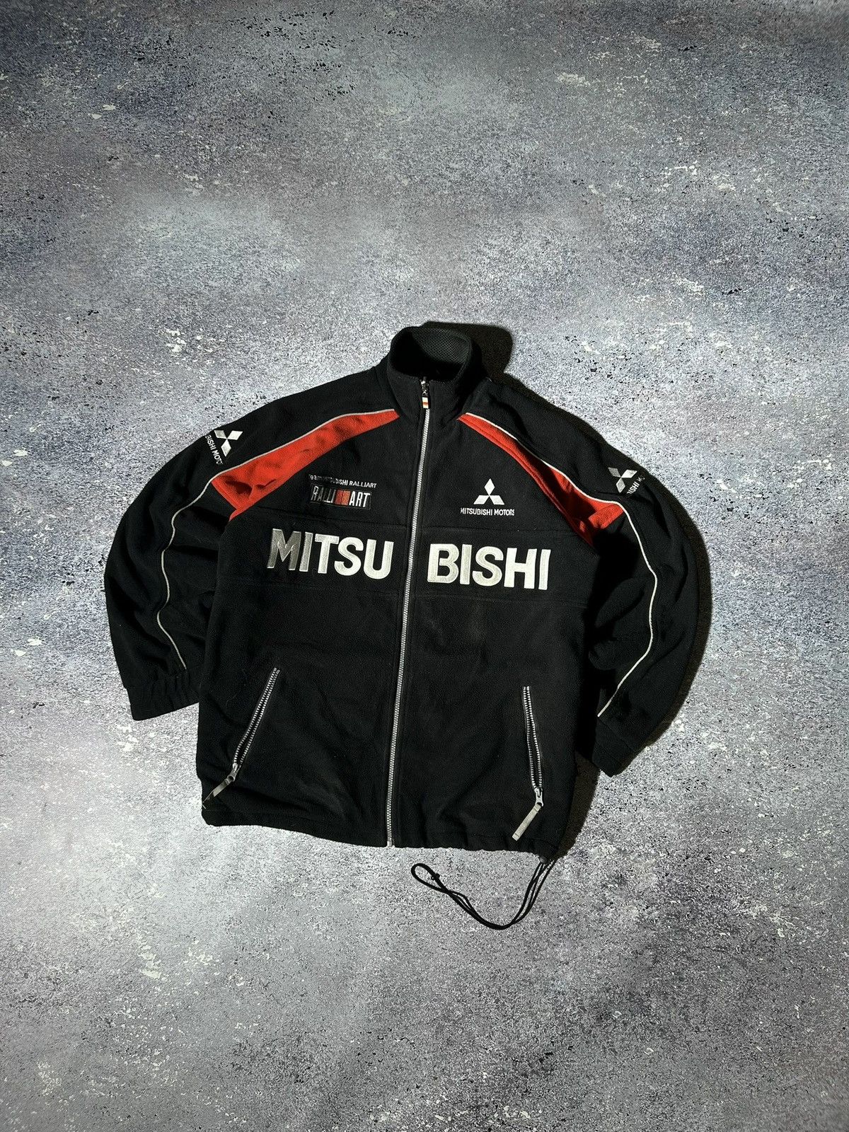 image of Racing Jacket Mitsubishi Fleeced Japanese Style Moto in Black, Men's (Size Large)