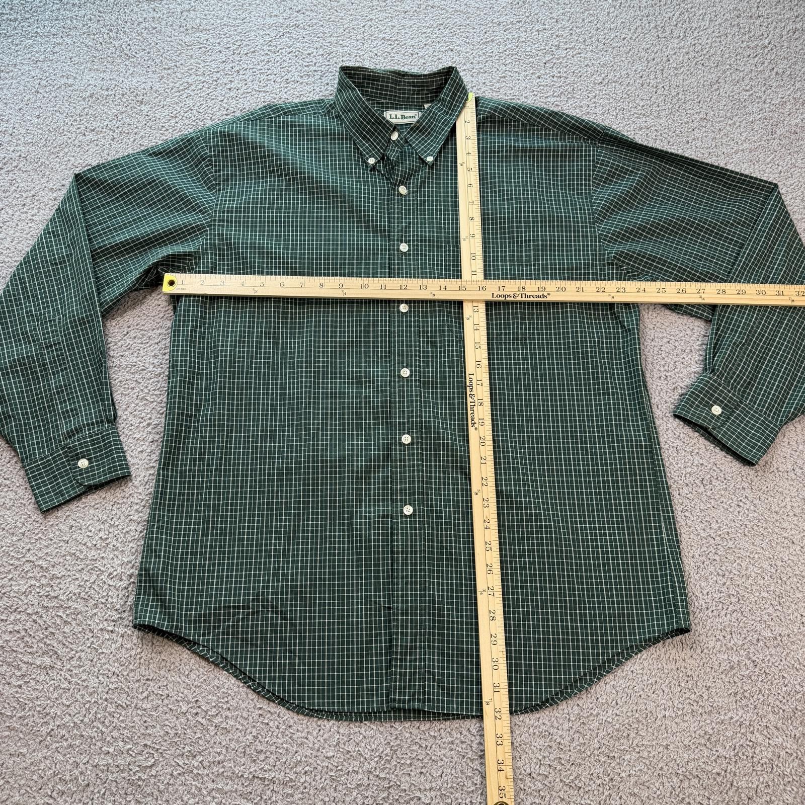 L.L. Bean Vintage LL Bean Green Grid Check Button Down Shirt Mens L Size US L / EU 52-54 / 3 - 4 Thumbnail