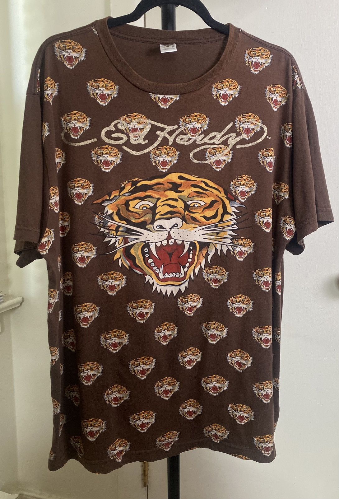Christian Audigier × Ed Hardy Ed Hardy Jeweled Vintage Graphic Print Tiger T Shirt Y2K Size US XL / EU 56 / 4 - 1 Thumbnail
