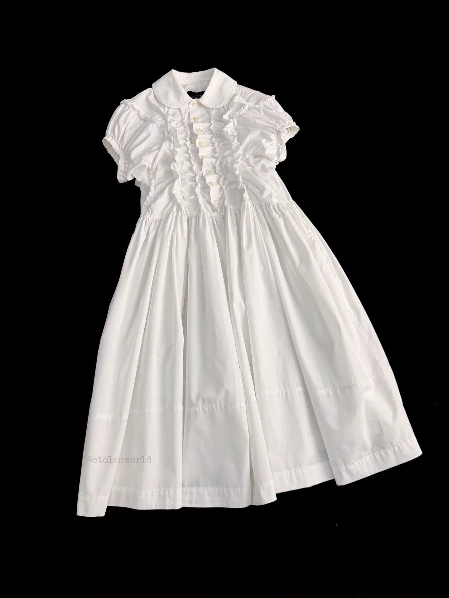 Comme des Garcons Comme des Garçons White Pleated Ruffled Tricot Dress S Size S / US 4 / IT 40 - 3 Thumbnail