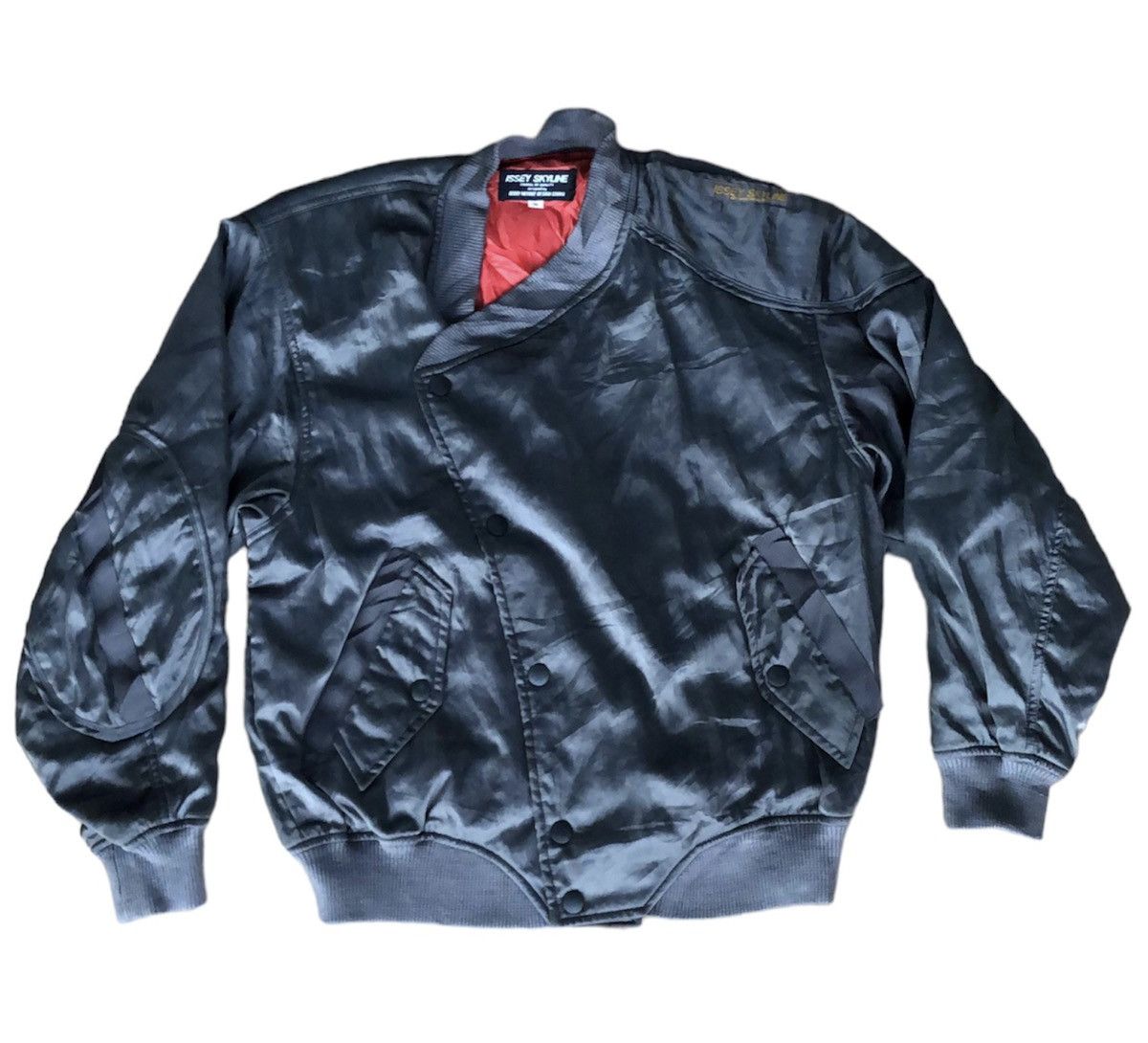 image of Issey Miyake Vintage 80's Issey Skyline Asymmetric Button Bomber Jacket in Black, Men's (Size Mediu