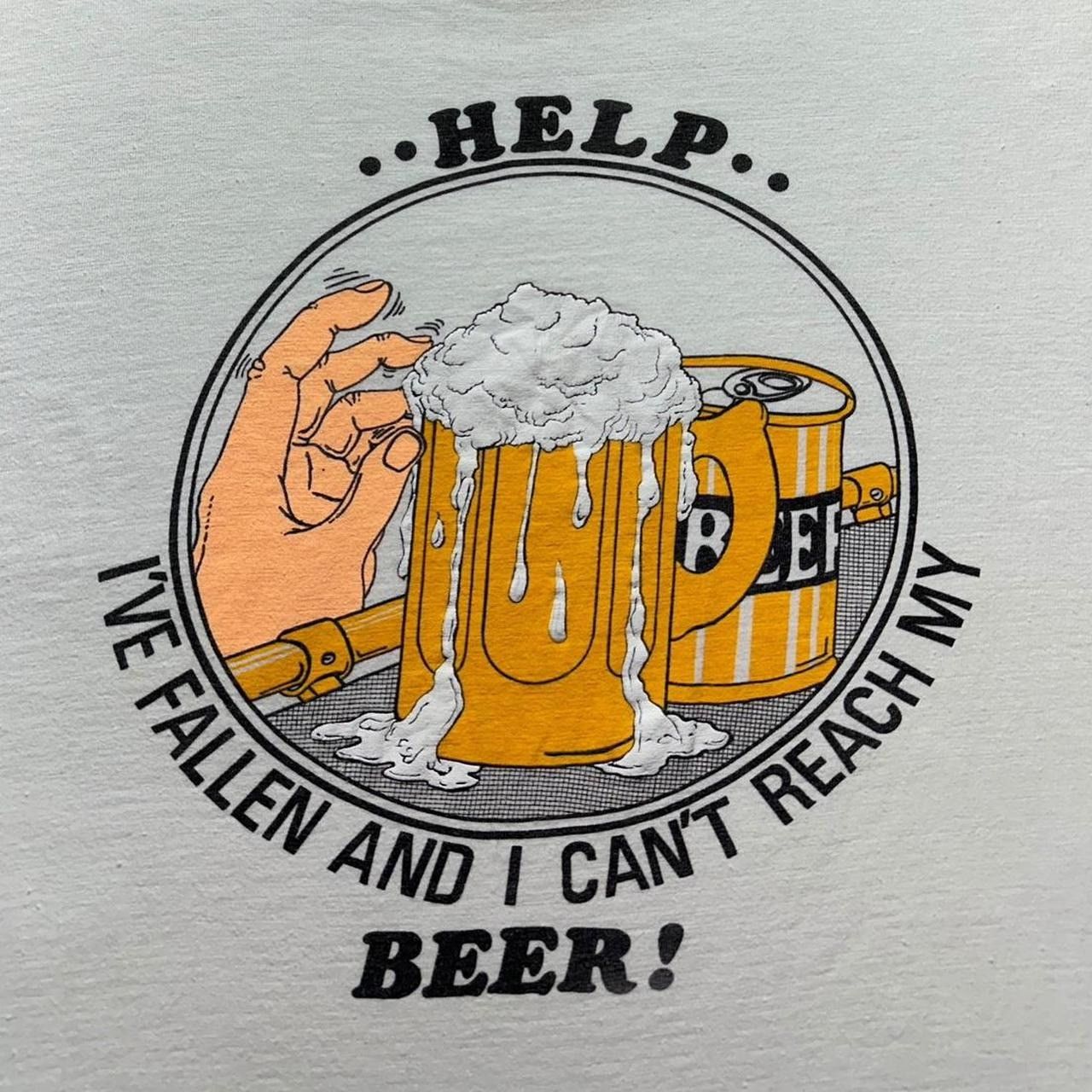 Hanes × Vintage Vintage Help I've Fallen And Cant Reach My Beer 80s T-Shirt Size US L / EU 52-54 / 3 - 3 Thumbnail
