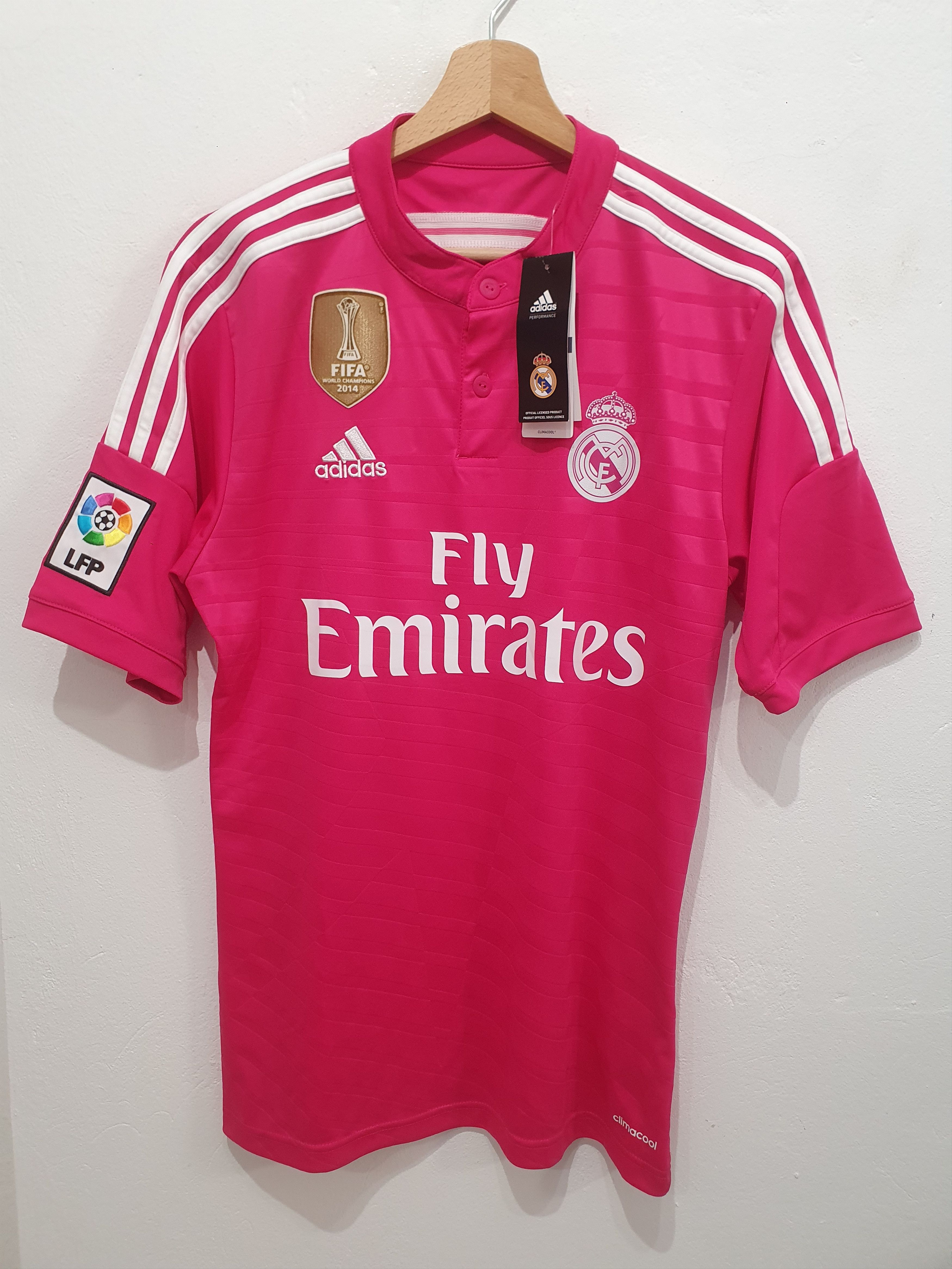 image of Real Madrid 2014 Adidas Size S New Jersey Shirt Soccer in Pink, Men's