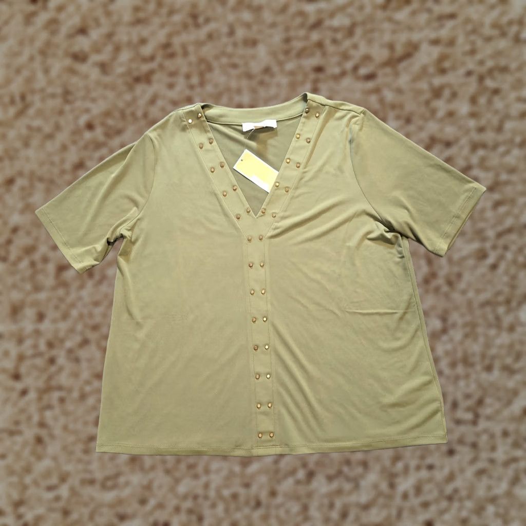 Michael Kors Michael Kors Top Womens Size XL Green Studded Stretchy Travel No Iron Casual Size XL / US 12-14 / IT 48-50 - 1 Thumbnail