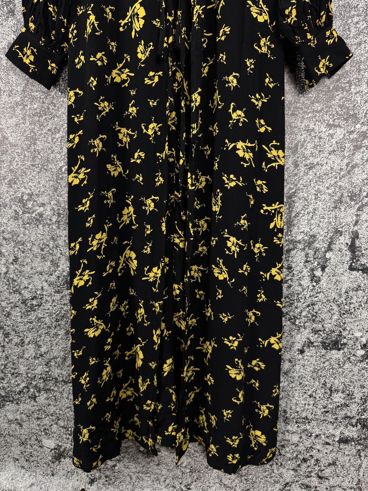 GANNI Black Floral Print Crepe Midi Wrap Dress Size 32 -  conticontadores.com.br