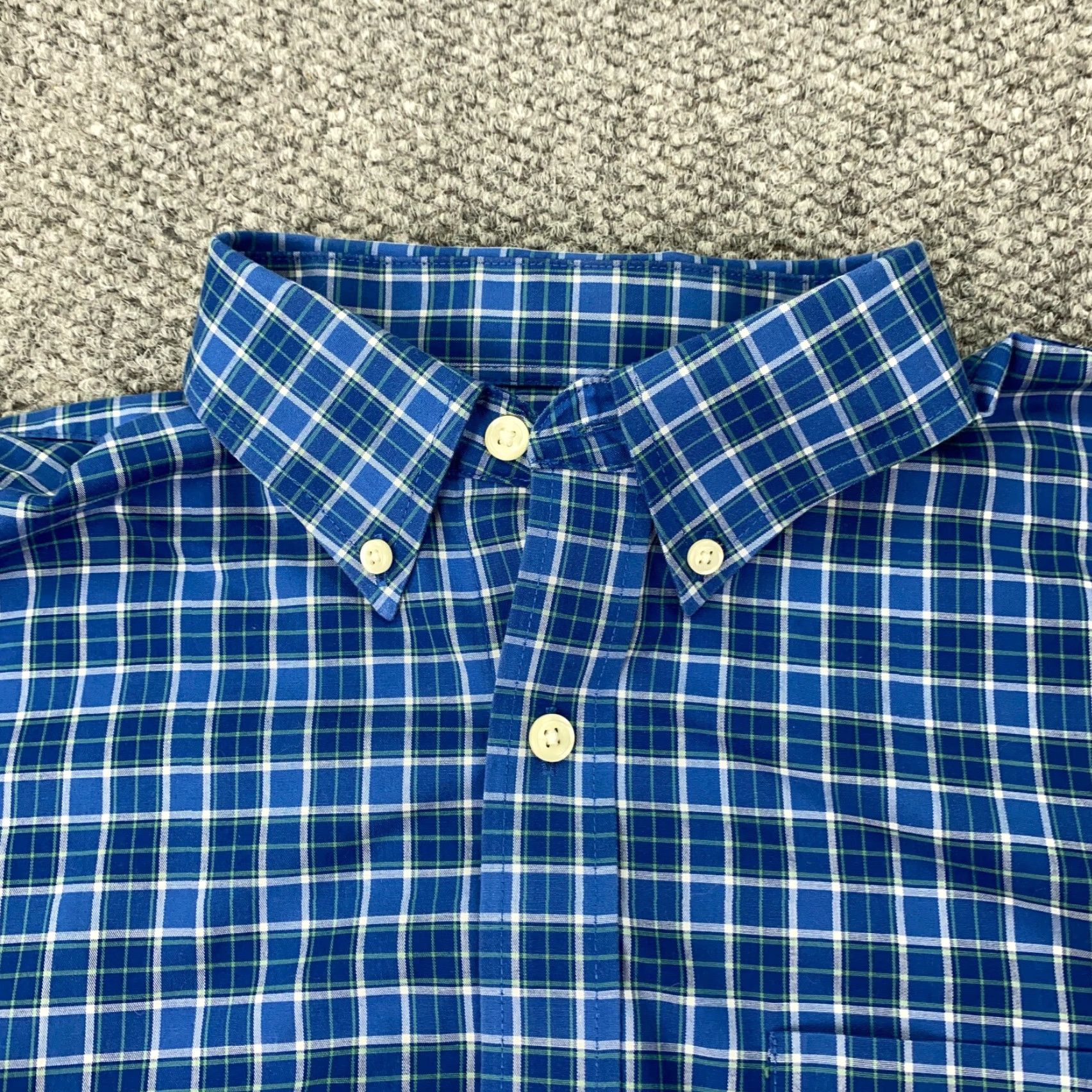Vintage VINTAGE L.L. Bean Men's Shirt Short Sleeve Button-Up Cotton Plaid Classic Fit Casual Travel Workwear Blue M Size US M / EU 48-50 / 2 - 3 Thumbnail