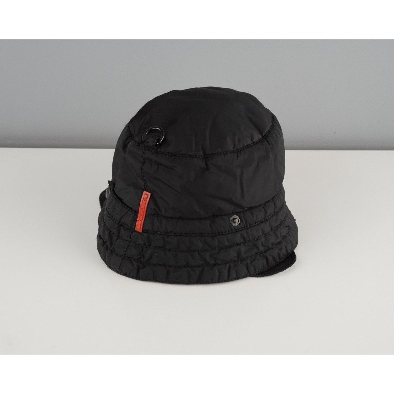 Prada Vintage prada sport linea rossa logo nylon black bucket hat Size ONE SIZE - 3 Thumbnail