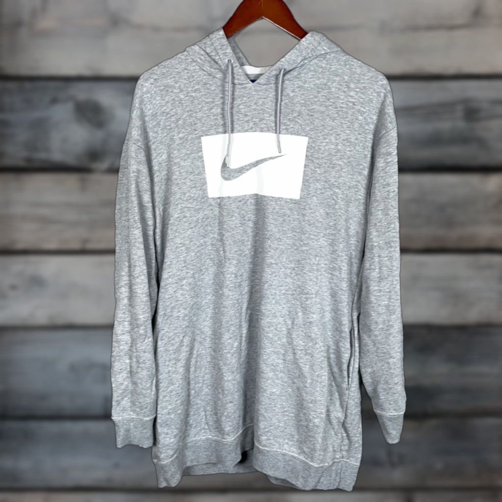 Nike Nike Elongated Hoodie Women's Medium Heather Gray Swoosh Logo French Terry Size M / US 6-8 / IT 42-44 - 1 Thumbnail