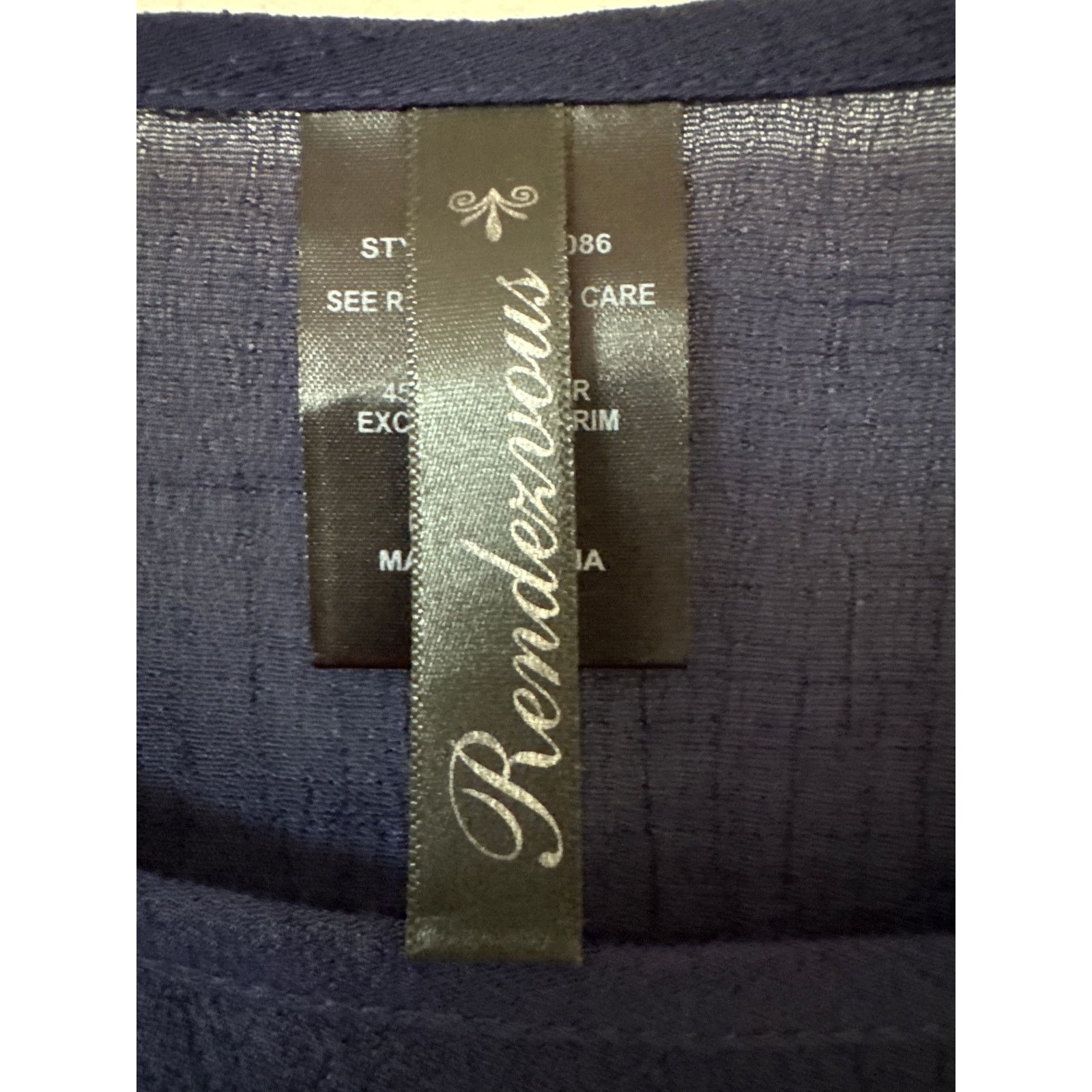 Other Rendezvous Large, Crêpe Navy Blue Blouse, Bell Sleeves Lace Size L / US 10 / IT 46 - 4 Thumbnail