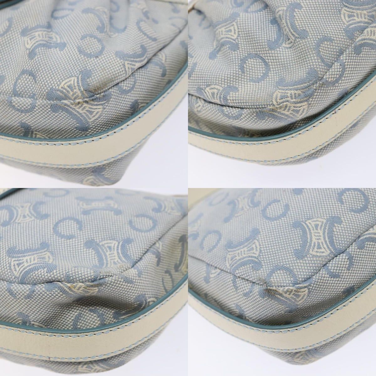 Celine CELINE C Macadam Canvas Shoulder Bag Light Blue Gold Size ONE SIZE - 10 Thumbnail
