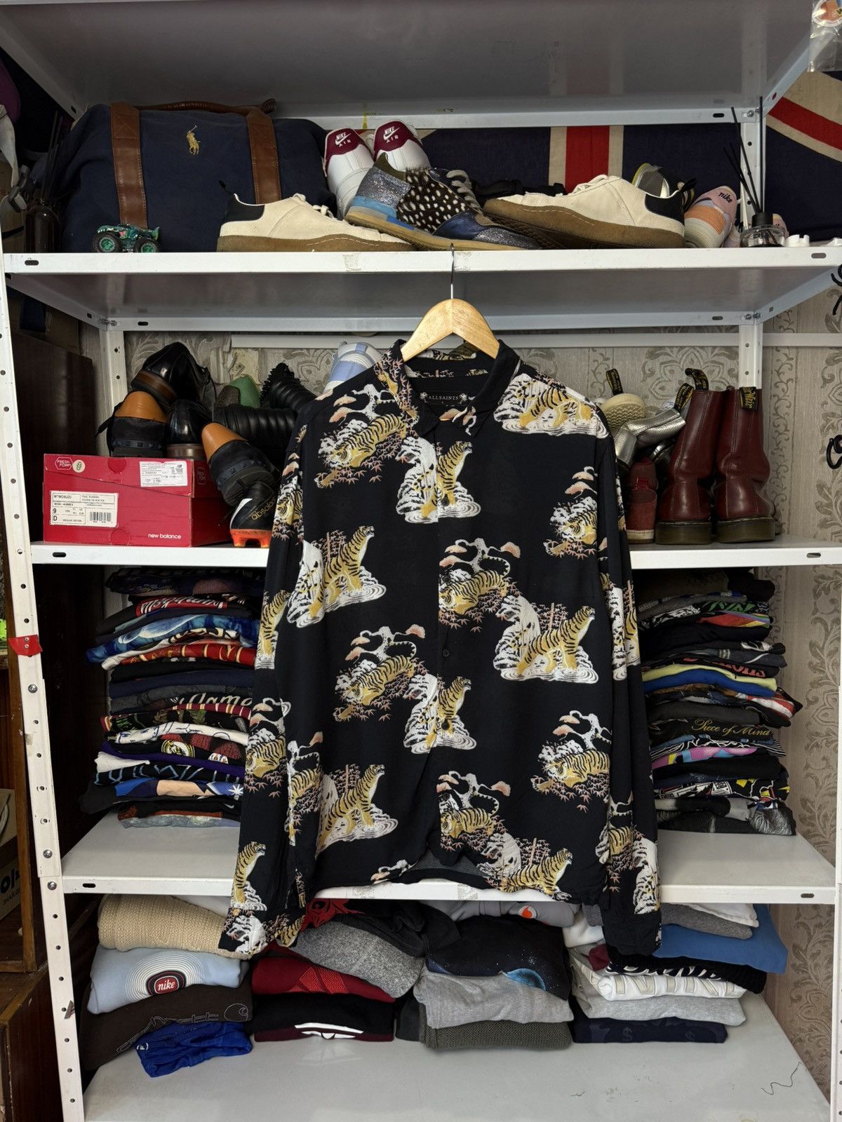 Allsaints Vintage Allsaints Viscose Tiger Crazy Print Y2K Hawaii Shirt Size US L / EU 52-54 / 3 - 1 Thumbnail