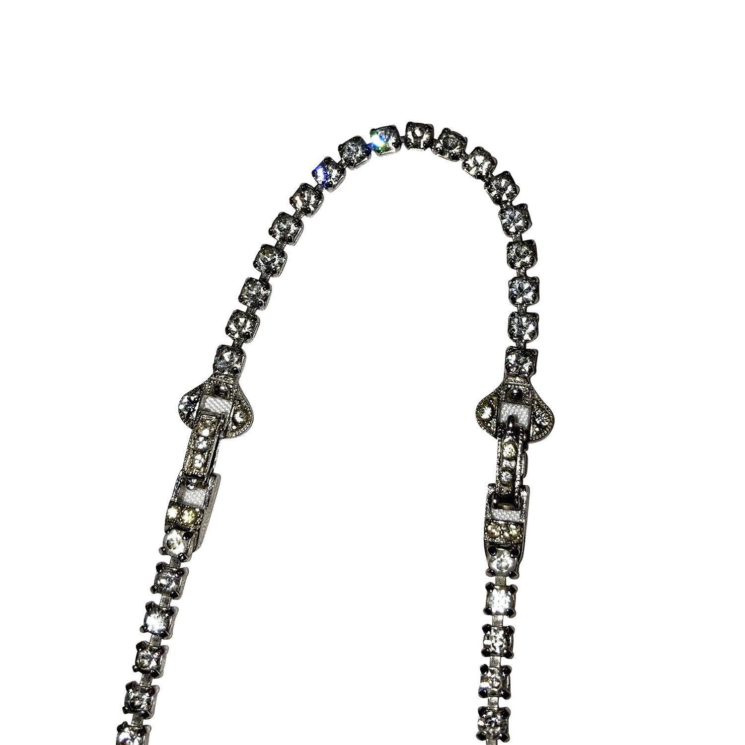 Designer Vintage Costume White Rhinestone Bib Necklace Size ONE SIZE - 4 Thumbnail