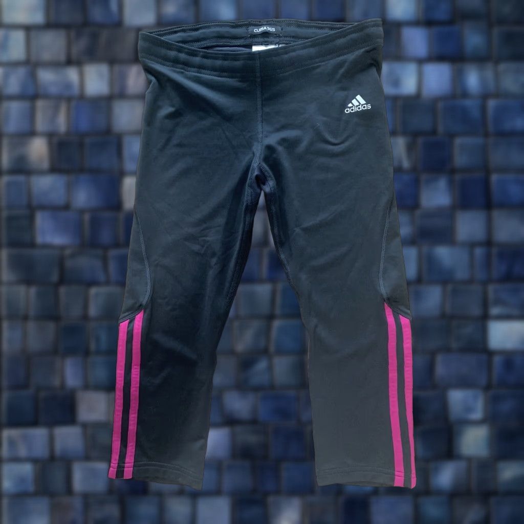 Adidas Adidas Women Performance Clima365 Black Pink Stripes Cropped Yogo Pants Sz S Size 28" / US 6 / IT 42 - 1 Thumbnail