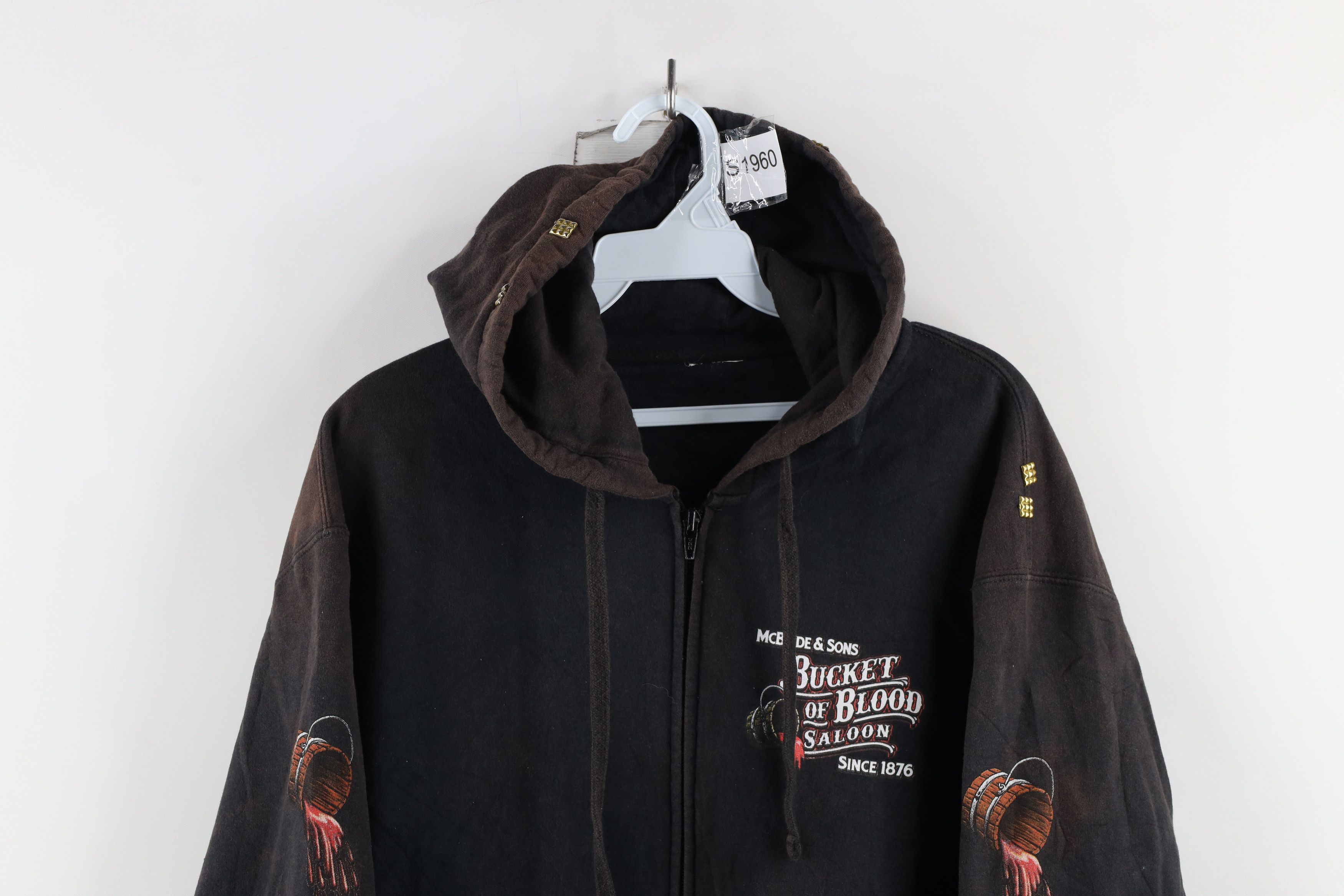 Vintage Vintage Y2K Streetwear of Blood Saloon Fire Flames Hoodie Size US XL / EU 56 / 4 - 2 Thumbnail