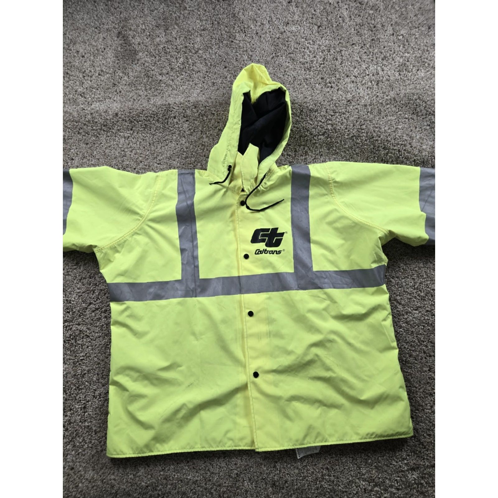 Rains VINTAGE Nasco Caltrans Rain Shell Jacket XL Mens Neon Full Zip Reflective Hi-Vis Yellow Jacket Mens XL Neon Hi-Vis 90s (if applicable) Size US XL / EU 56 / 4 - 5 Thumbnail