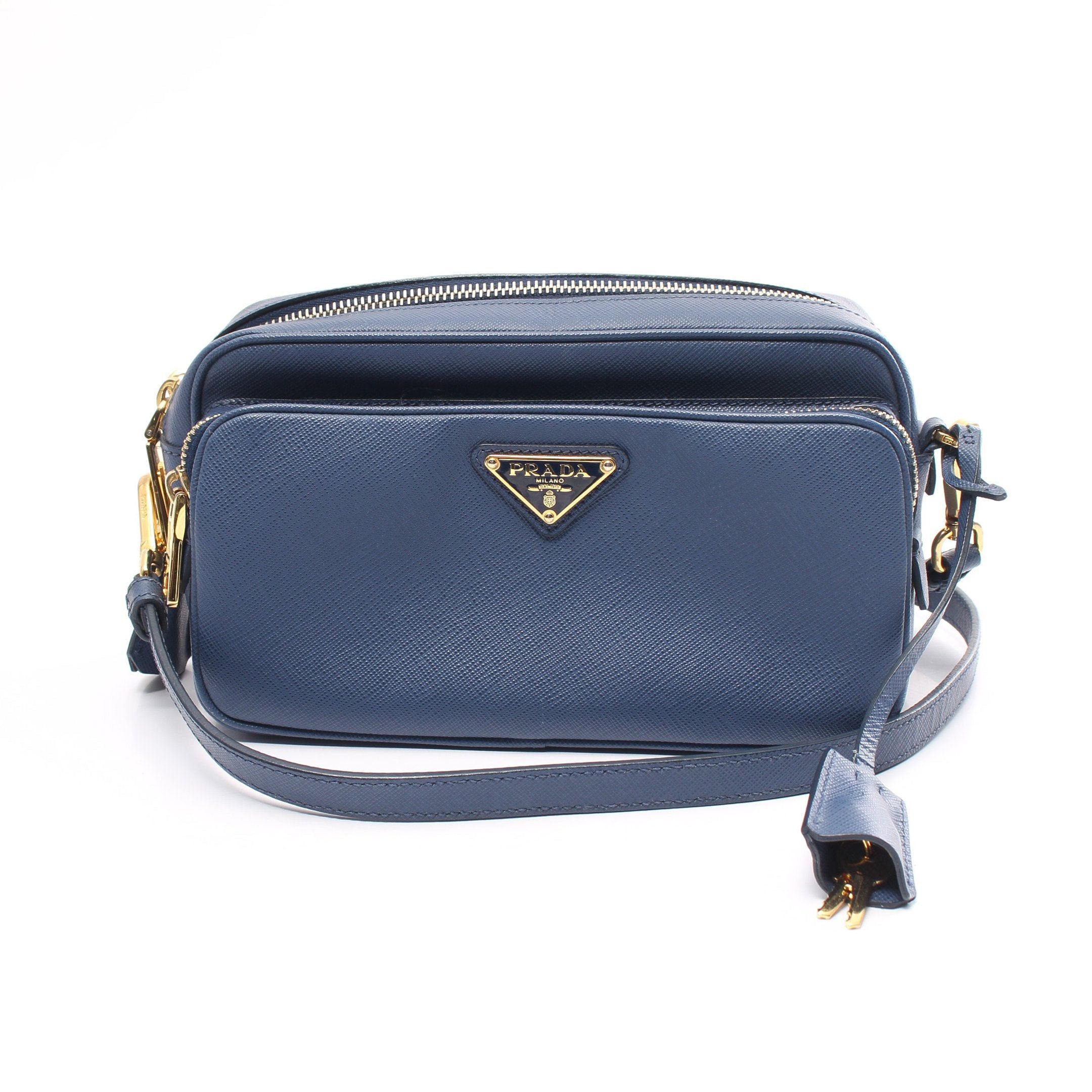image of Prada Saffiano Lux Shoulder Bag Saffiano Leather Navy, Women's