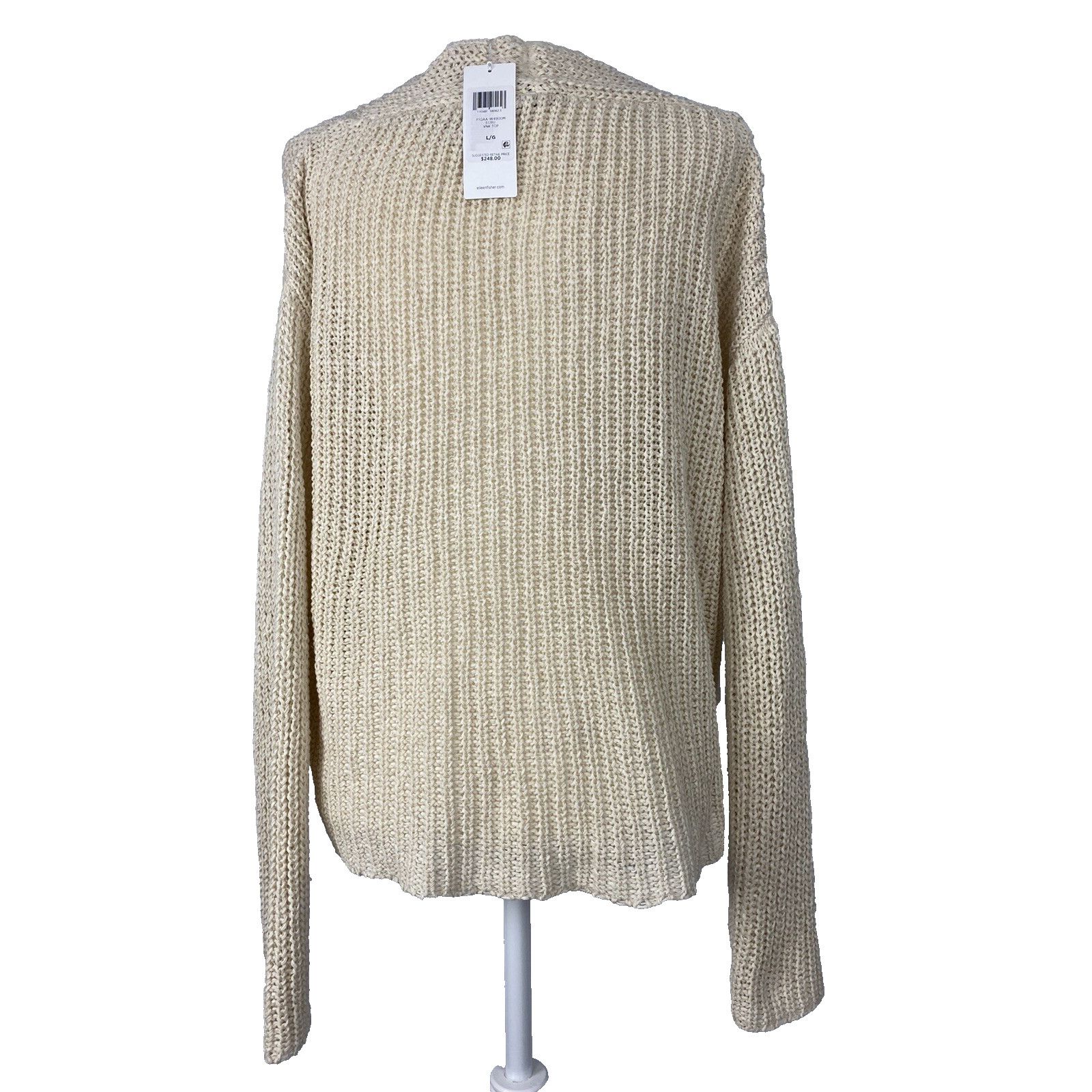 Eileen Fisher Eileen Fisher Ecru V-neck chunky Size L Organic A003041 Size L / US 10 / IT 46 - 3 Thumbnail