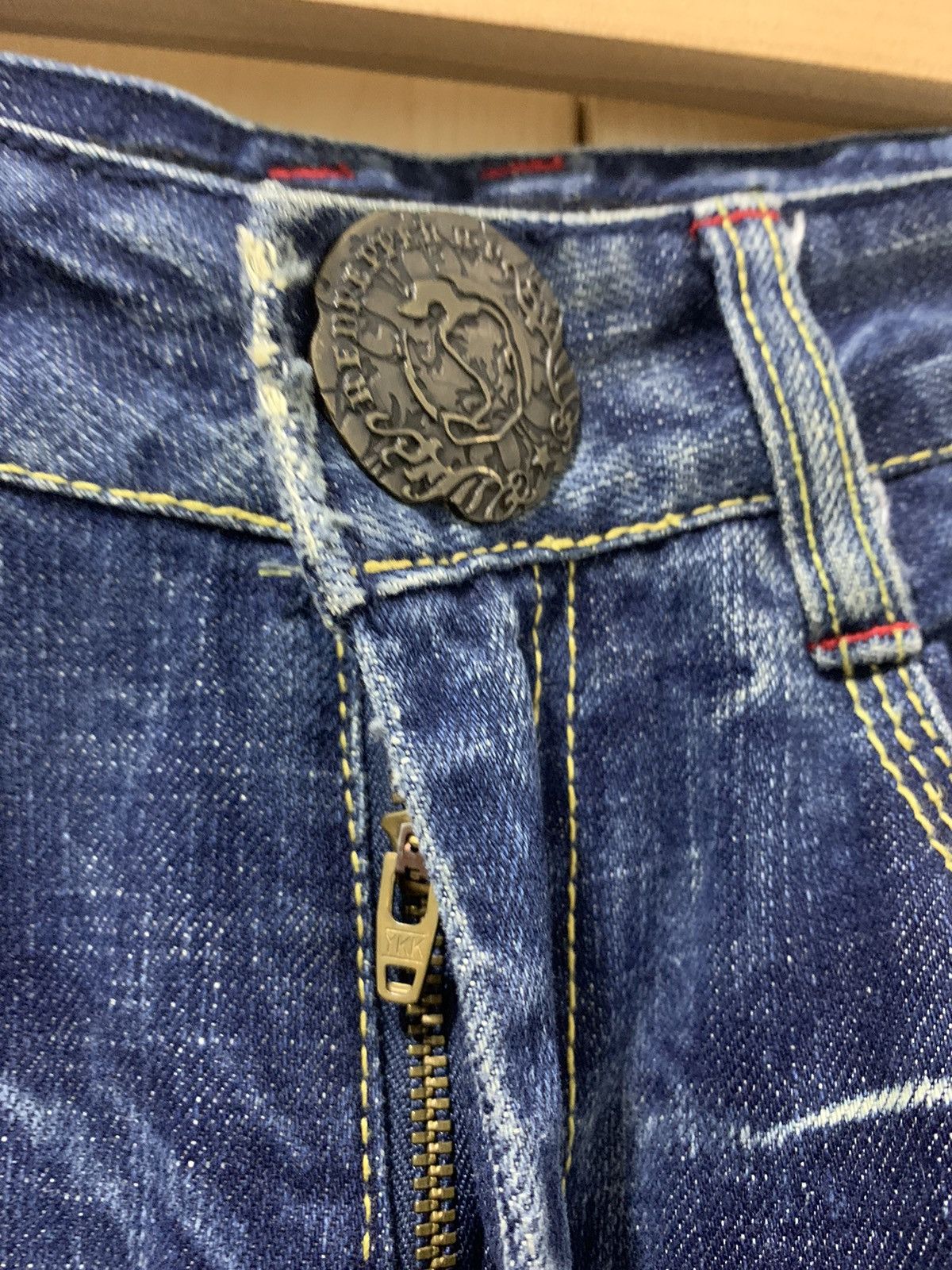 Japanese Brand Red Pepper denim pant red indian design distressed Size 31" - 6 Thumbnail