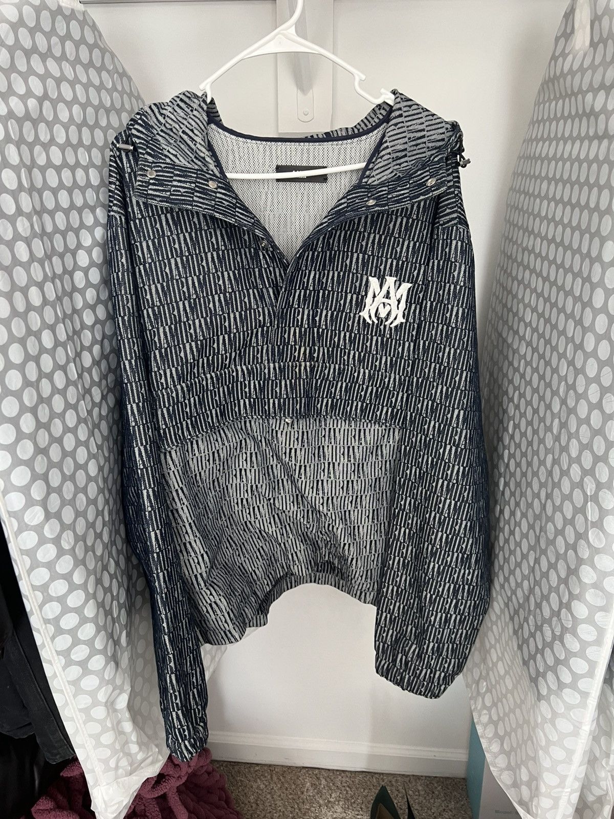 Amiri Amiri Denim Logo Jacquard Parka Anorak Jacket Size US M / EU 48-50 / 2 - 1 Thumbnail