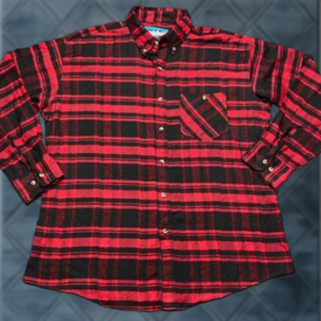 CO BTC Bay Trading Co Shirt Mens XL Red Black Plaid Flannel Button-Down Pocket Size US XL / EU 56 / 4 - 1 Thumbnail