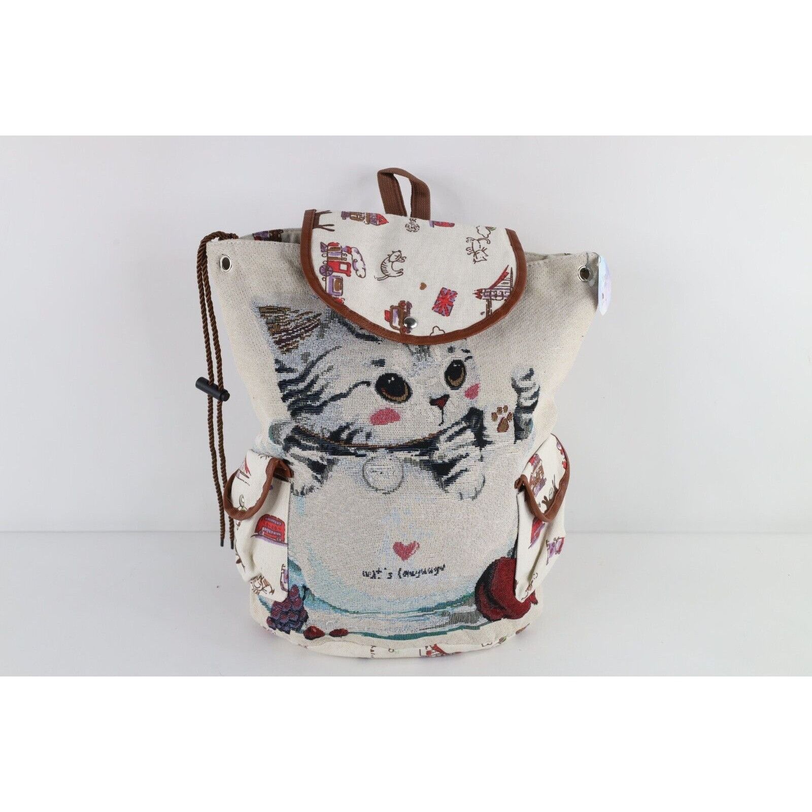 Vintage New Vintage Y2K All Over Print Cat Kitten Backpack Bag Size ONE SIZE - 1 Thumbnail