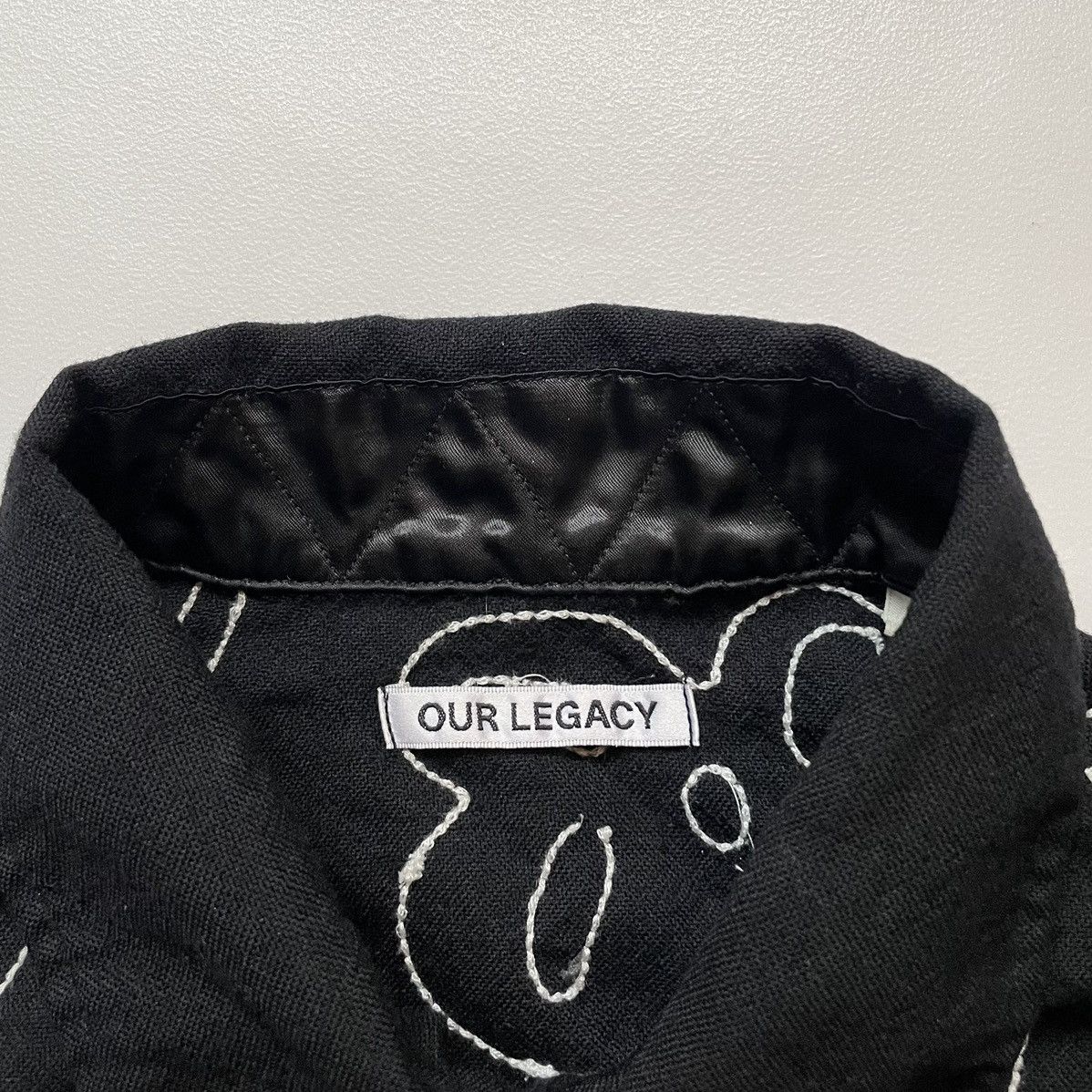 Our Legacy Black Wool Embroidered ‘Heusen’ Shirt Size US M / EU 48-50 / 2 - 4 Thumbnail
