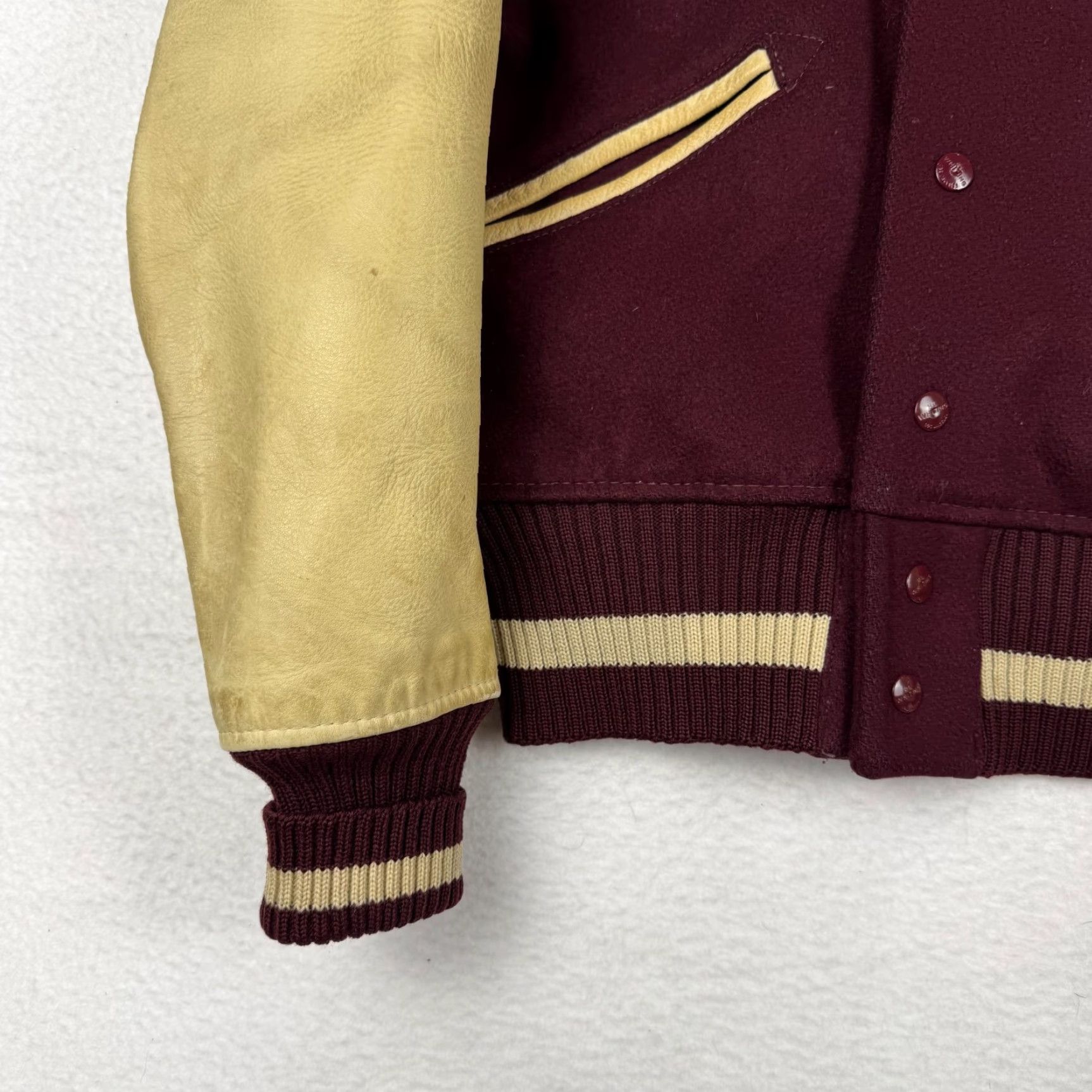 Vintage VINTAGE HL Whiting Letterman Jacket Wool Leather Red Ivory Size 36 S 1960s Mens Womens Size US S / EU 44-46 / 1 - 2 Thumbnail