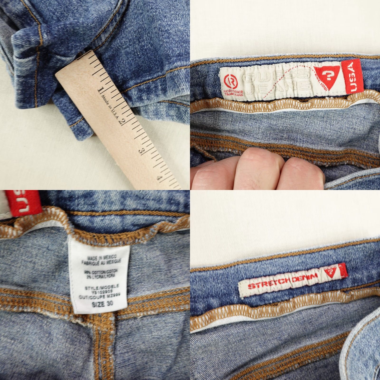 Guess VINTAGE Guess Denim Shorts Womens 30 Blue Cotton Spandex Casual Retro 90s Ladies Size 29" - 8 Thumbnail
