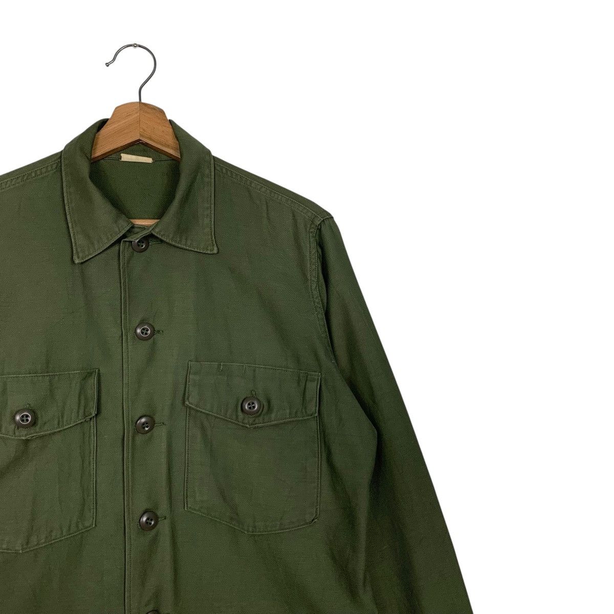 Vintage 1960s US ARMY OG-107 Cotton Sateen Utility Shirt #2760-C124 Size US L / EU 52-54 / 3 - 4 Thumbnail
